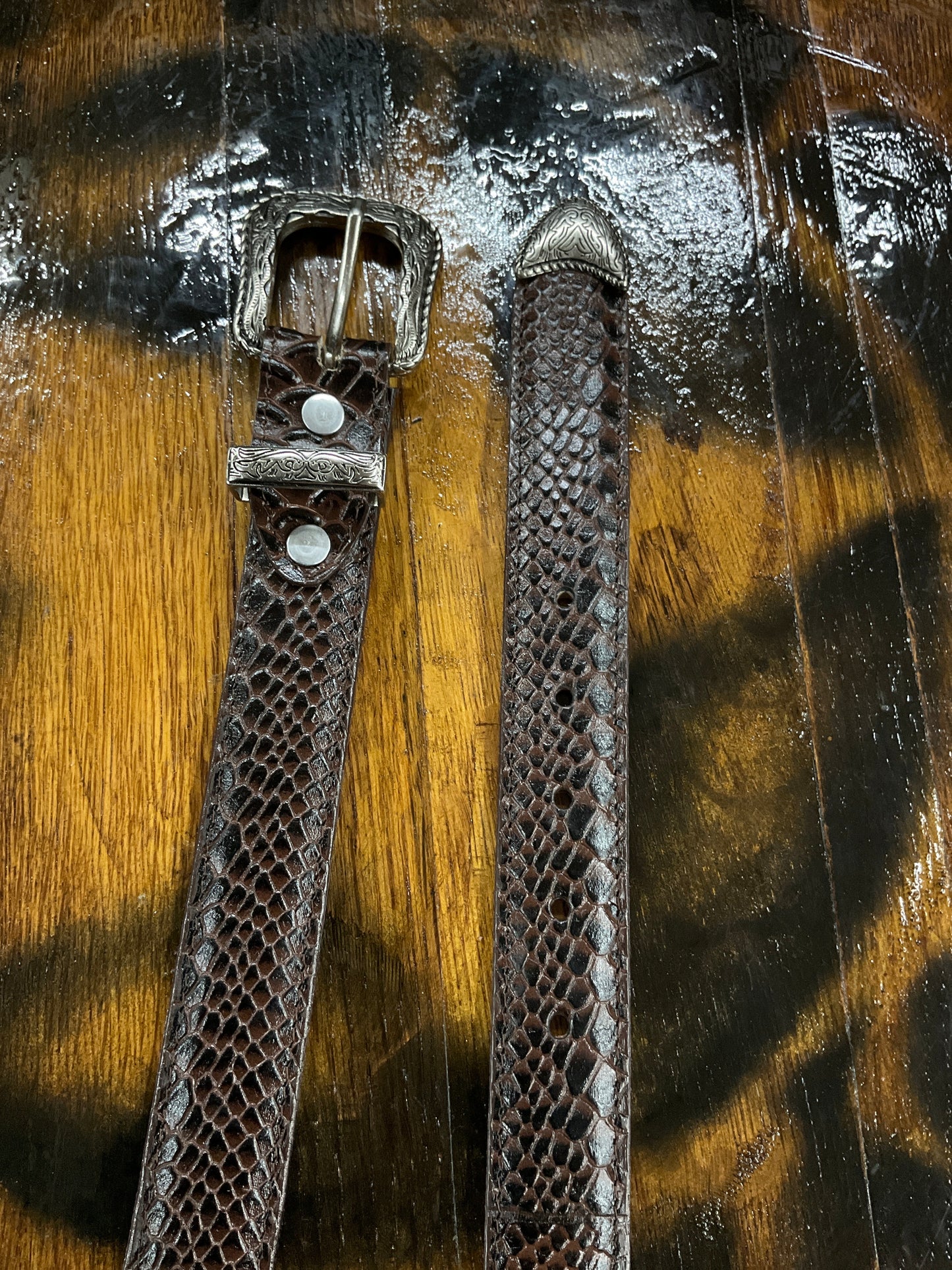 Python imitation kids/cowboy belt color brown