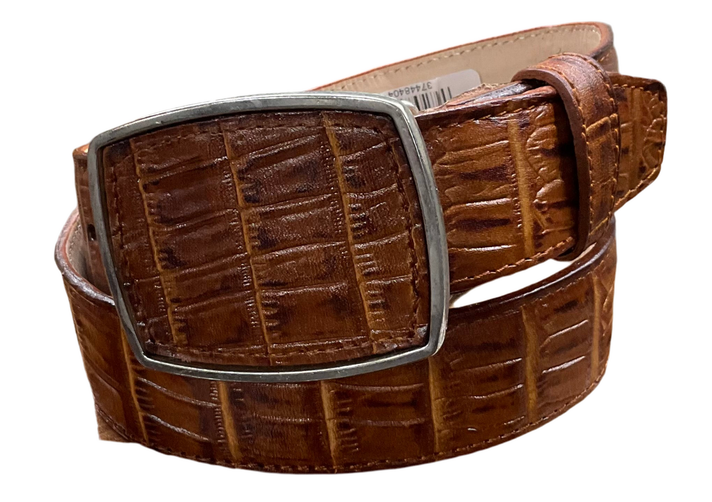 Mens Belt Crocodile Imitation Belly Cogñac