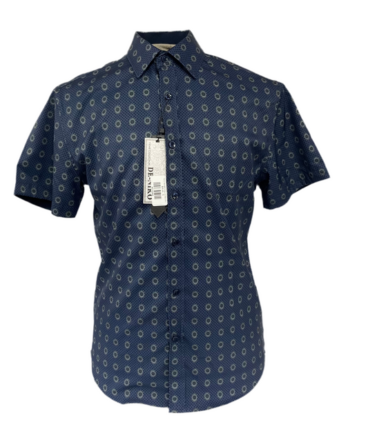 Deniko Style:NKS-21 Navy/Azul Mens Shirt (Camisa Caballero) Short Sleeve Manga Corta