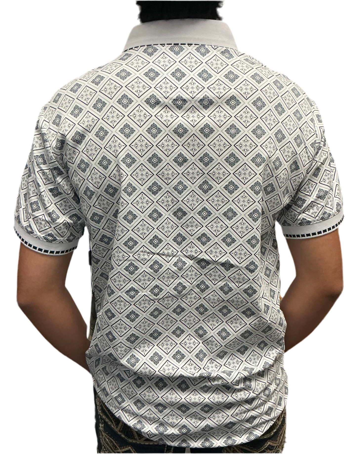 Montero Men’s Polo MT36011 White/black / grey Modern fit