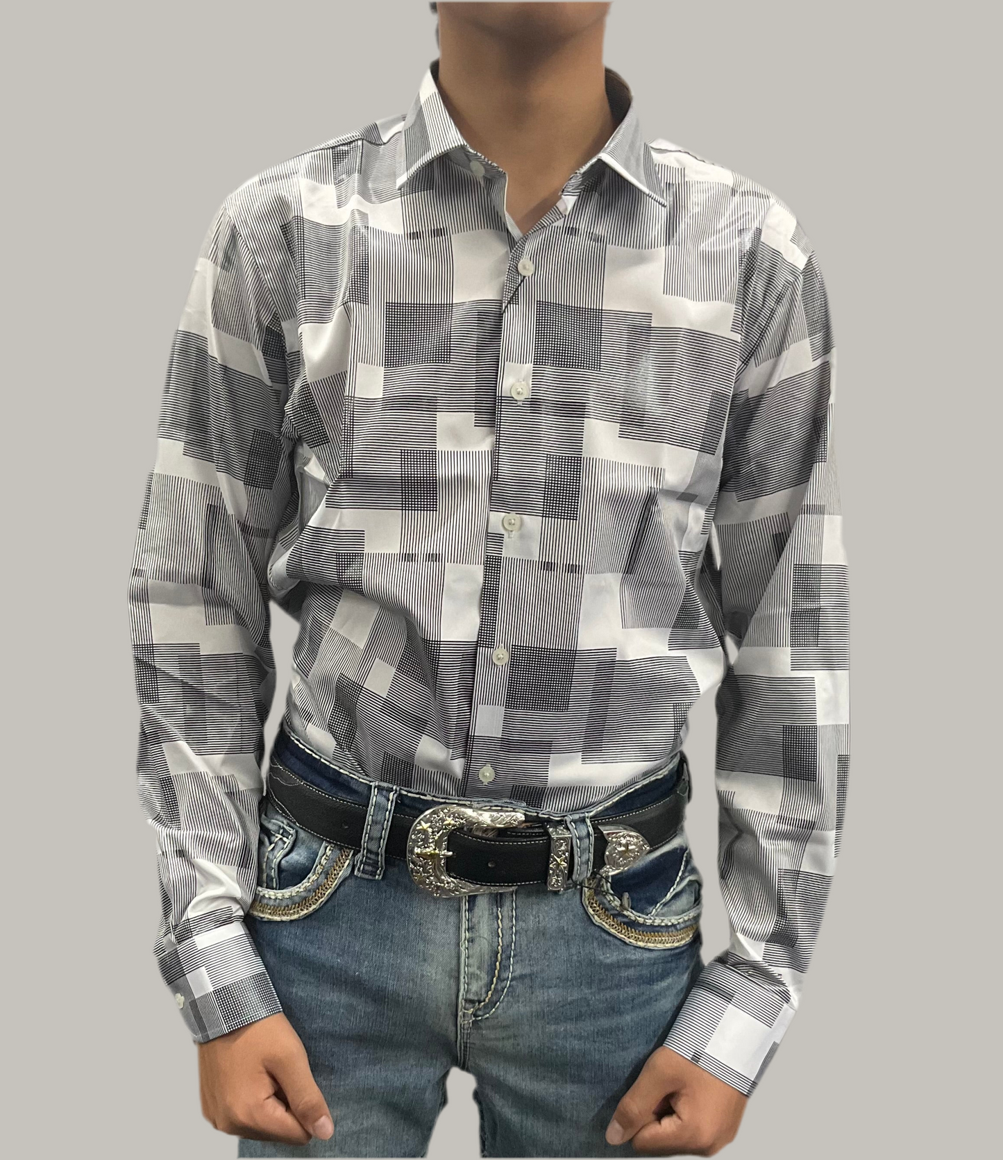 Montero men shirt style TM0821 white/black ( Camisa de hombre Montero Blanca/negro )