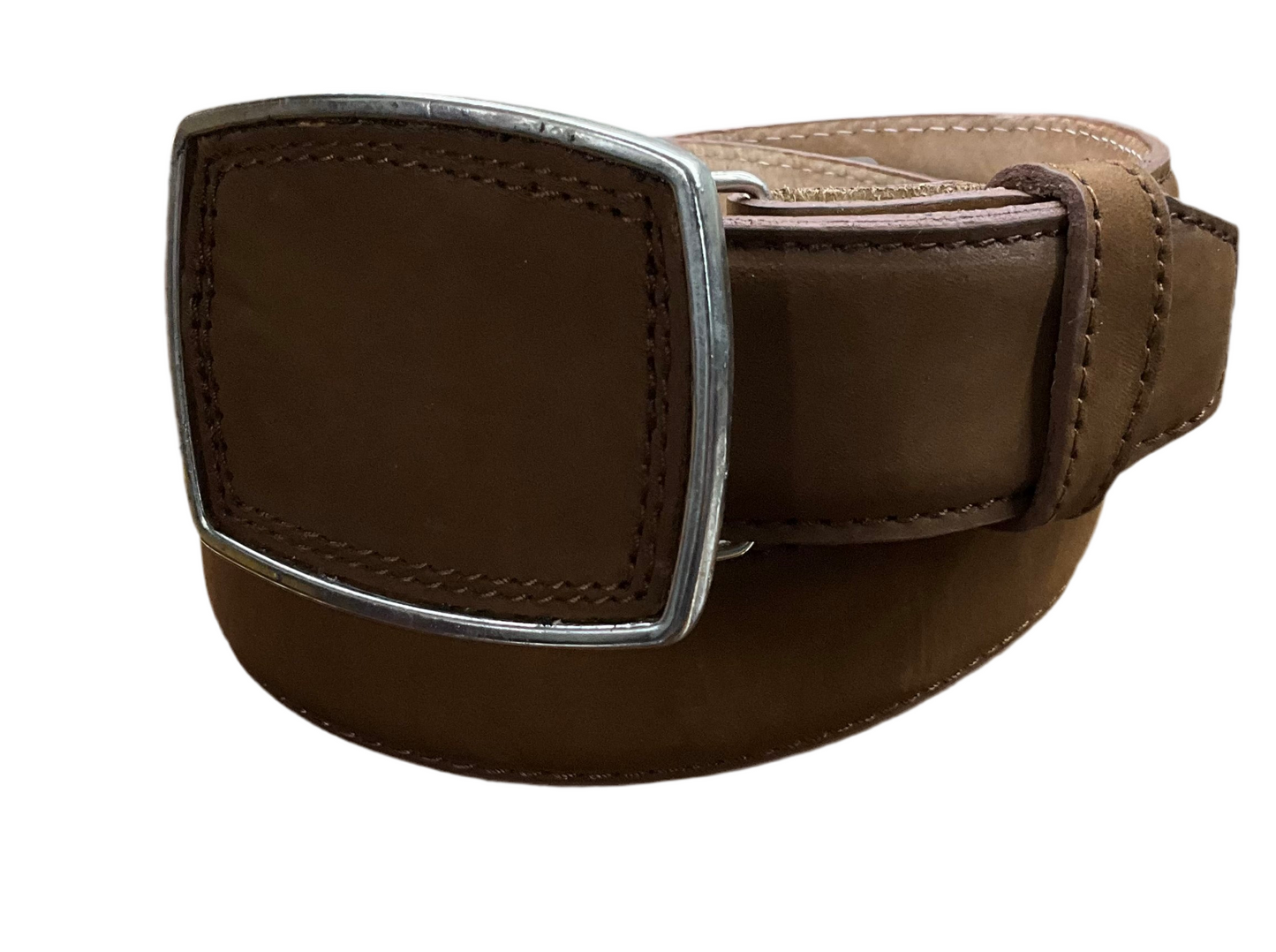 Men belt leather suede light brown ( Cinto gamuza cafe Claro liso hebilla cuadrada )