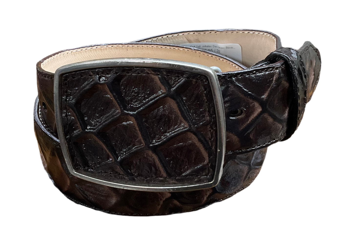 Cinto/Belt Fish Imitation Dark brown Square Buckle