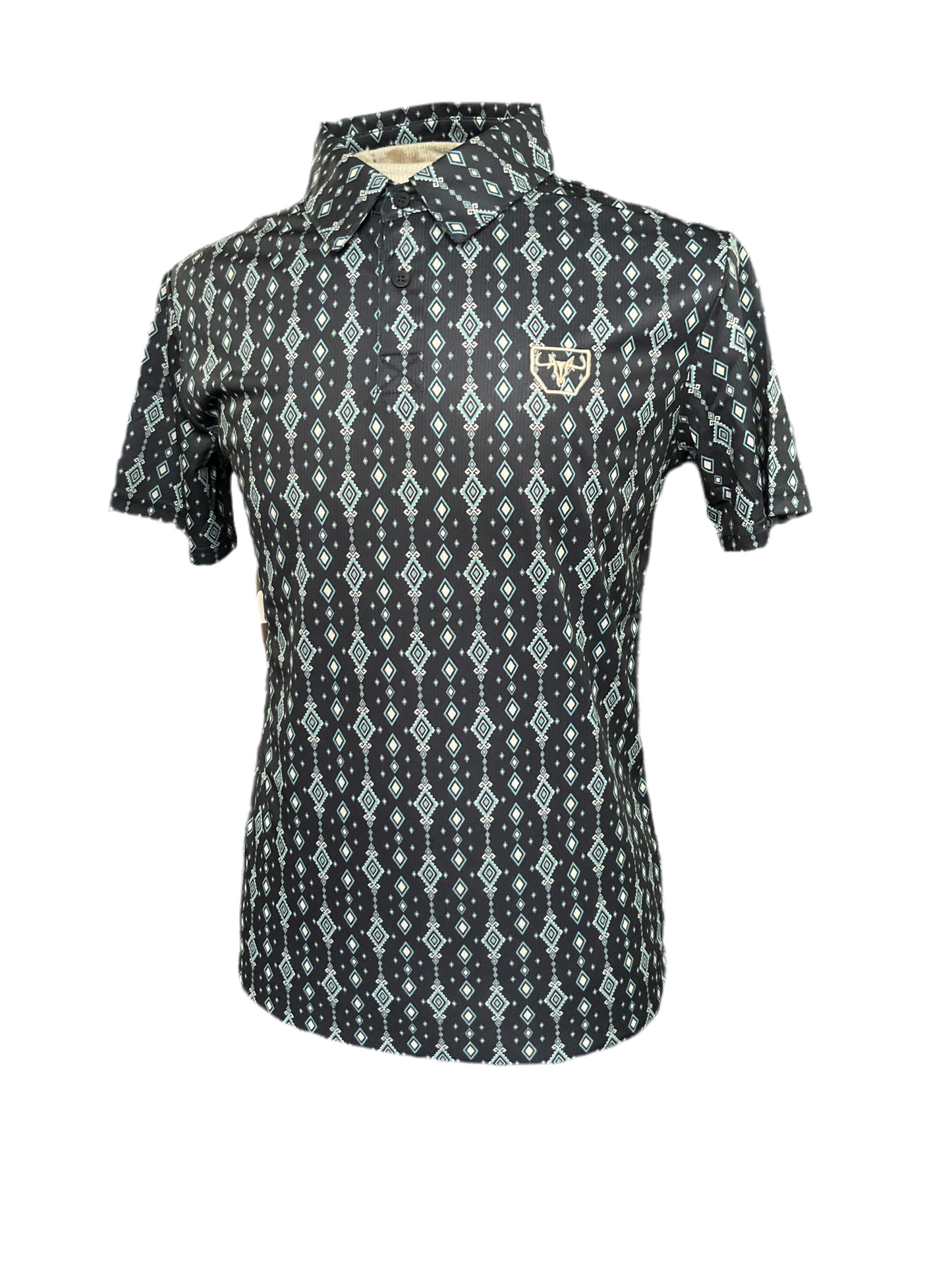 Platini Men’s polo PGP11016 black ( triángulos en color turquesa y blanco )