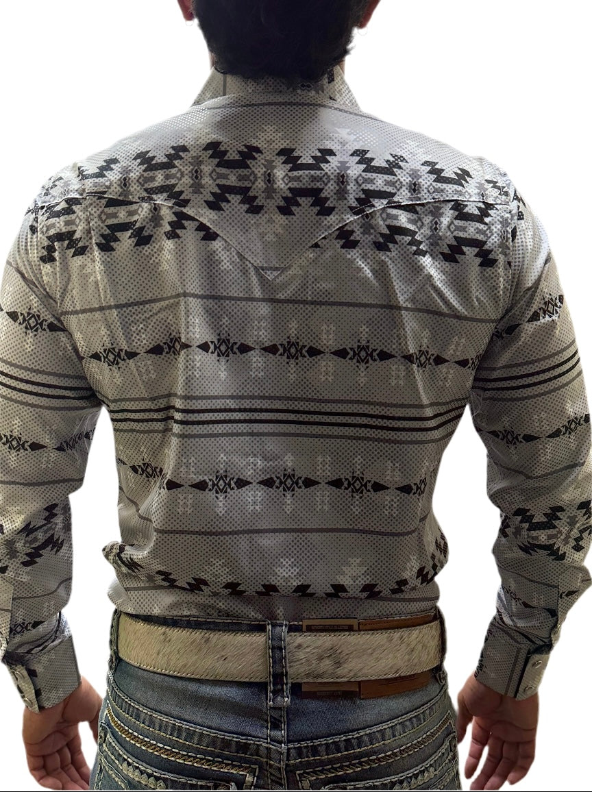 Montero Men Shirt style MT4025 Grey/ black ( camisa Montero de hombre Gris y negro de Broches ) modern fit