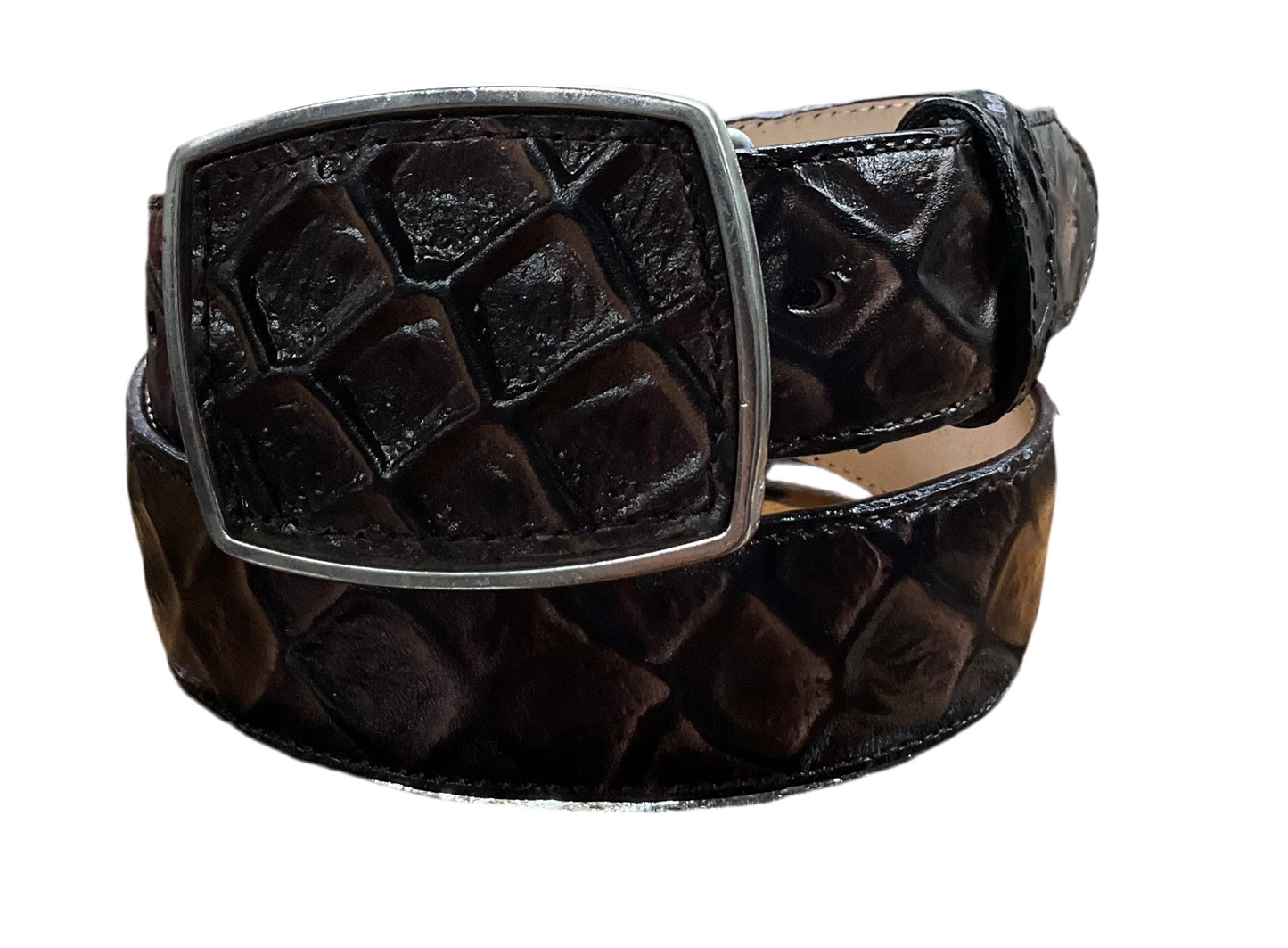 Cinto/Belt Fish Imitation Dark brown Square Buckle