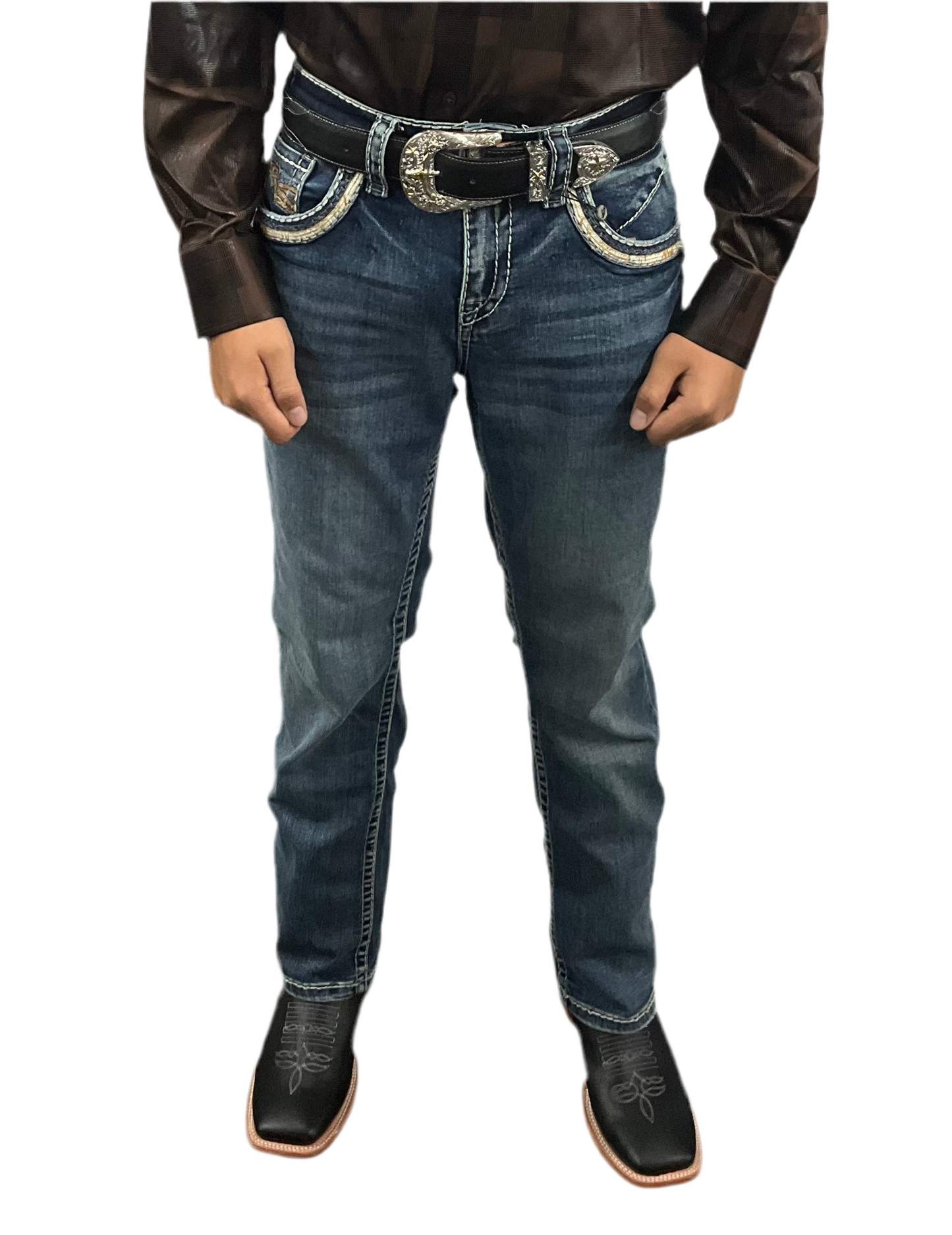 Montero Men Pants Embroidery/Pantalones Caballeros Bordados Light Blue/Azul Claro MT-4639