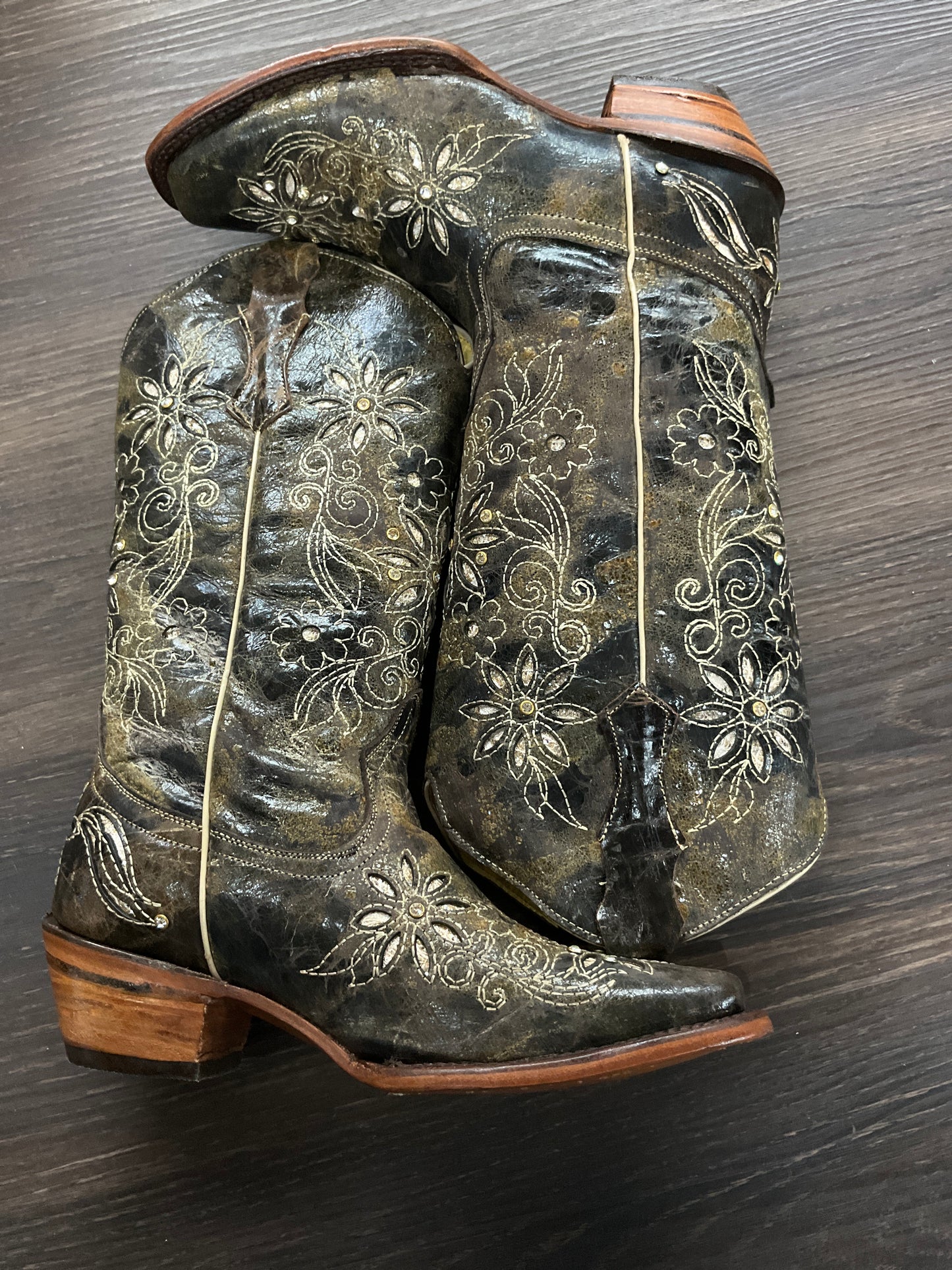 OkCorral Flower Dark Brown Lady Clearance Boot