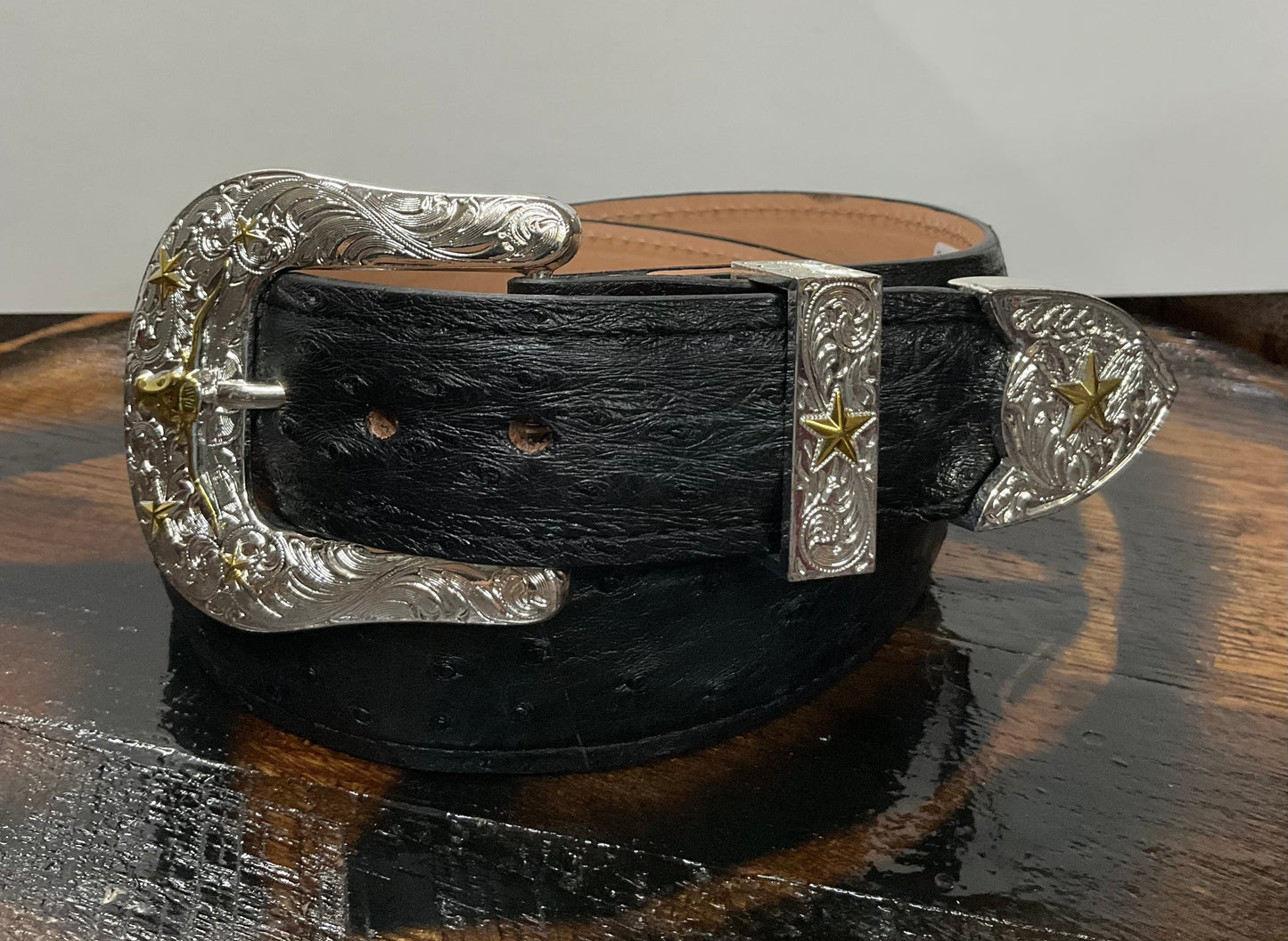 Exotic Black Ostrich Belt