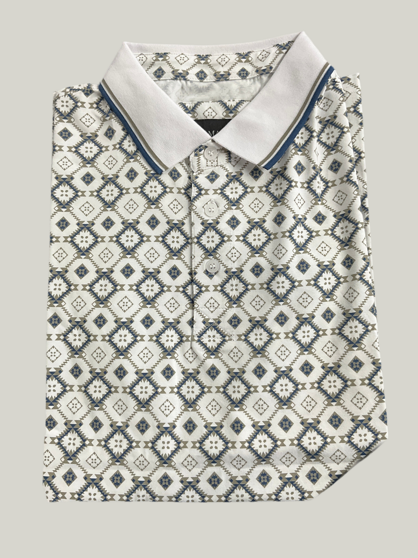 Men’s Polo Lamasini LAM28224 White/ navy and grey modern fit