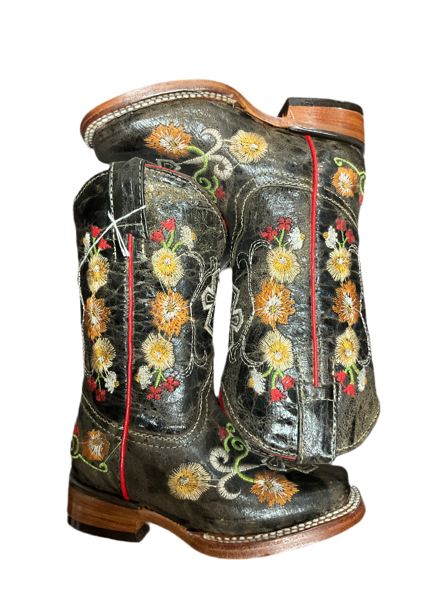 Ok coral Kids (Girls) Boots Clearance Final Sale/Last pair cross Floral square-toe