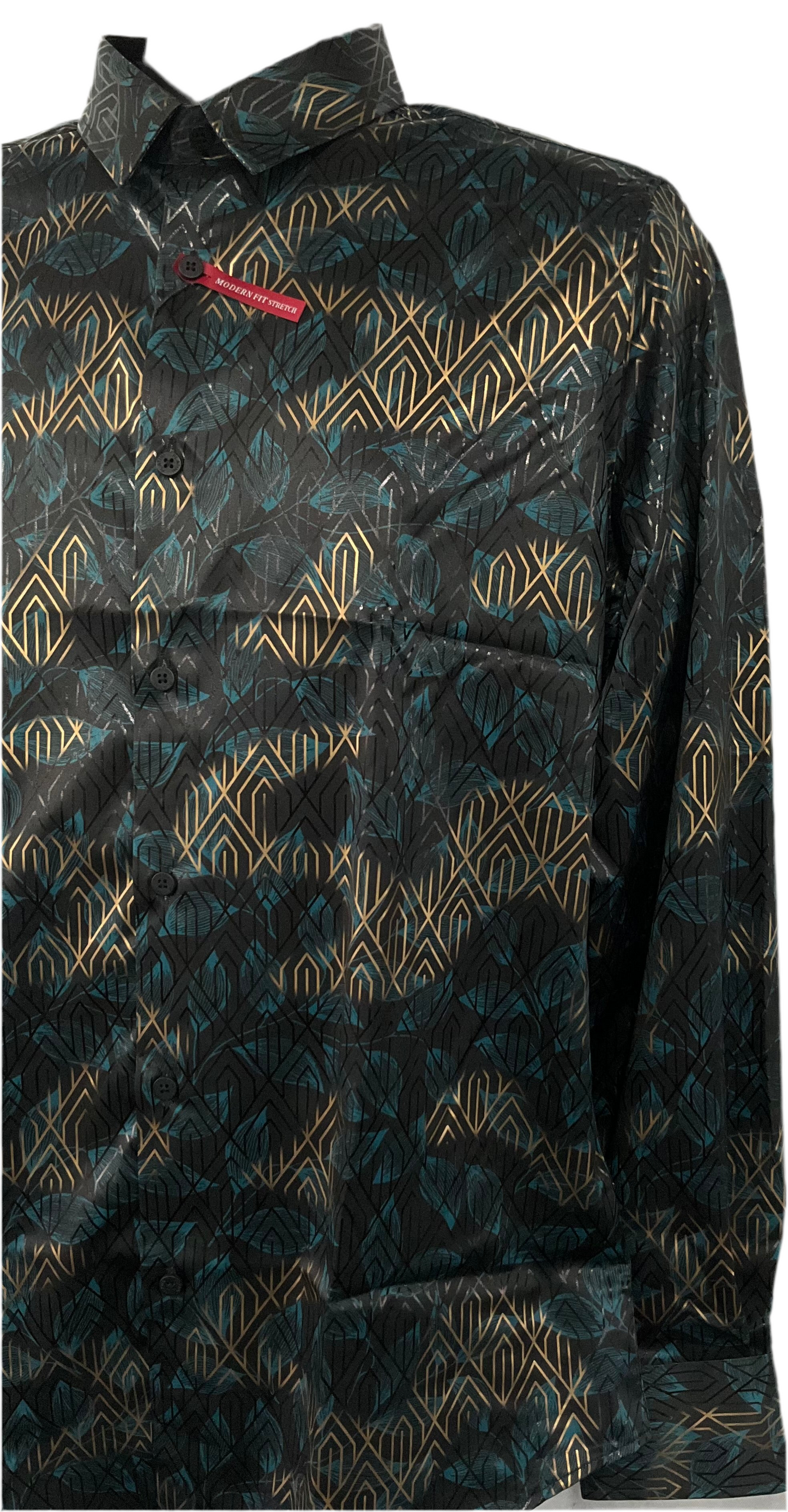 Platini Mens Shirt Modern Fit Blue/Black FPL10580