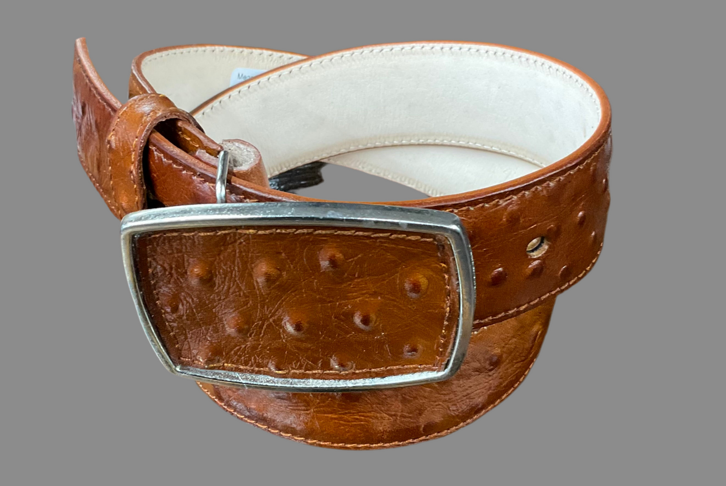 Mens Belt Ostrich Imitation Cogñac