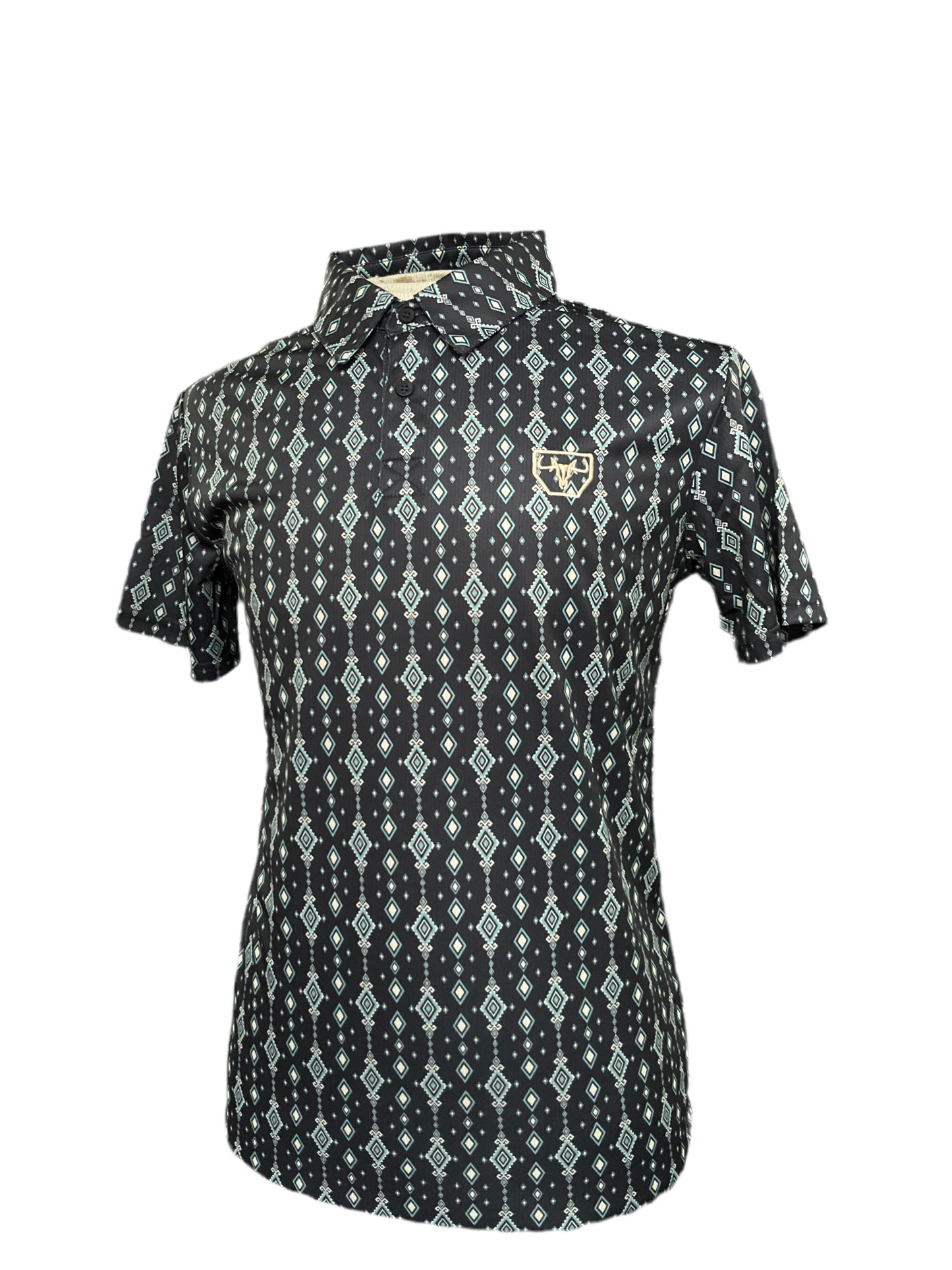 Platini Men’s polo PGP11016 black ( triángulos en color turquesa y blanco )