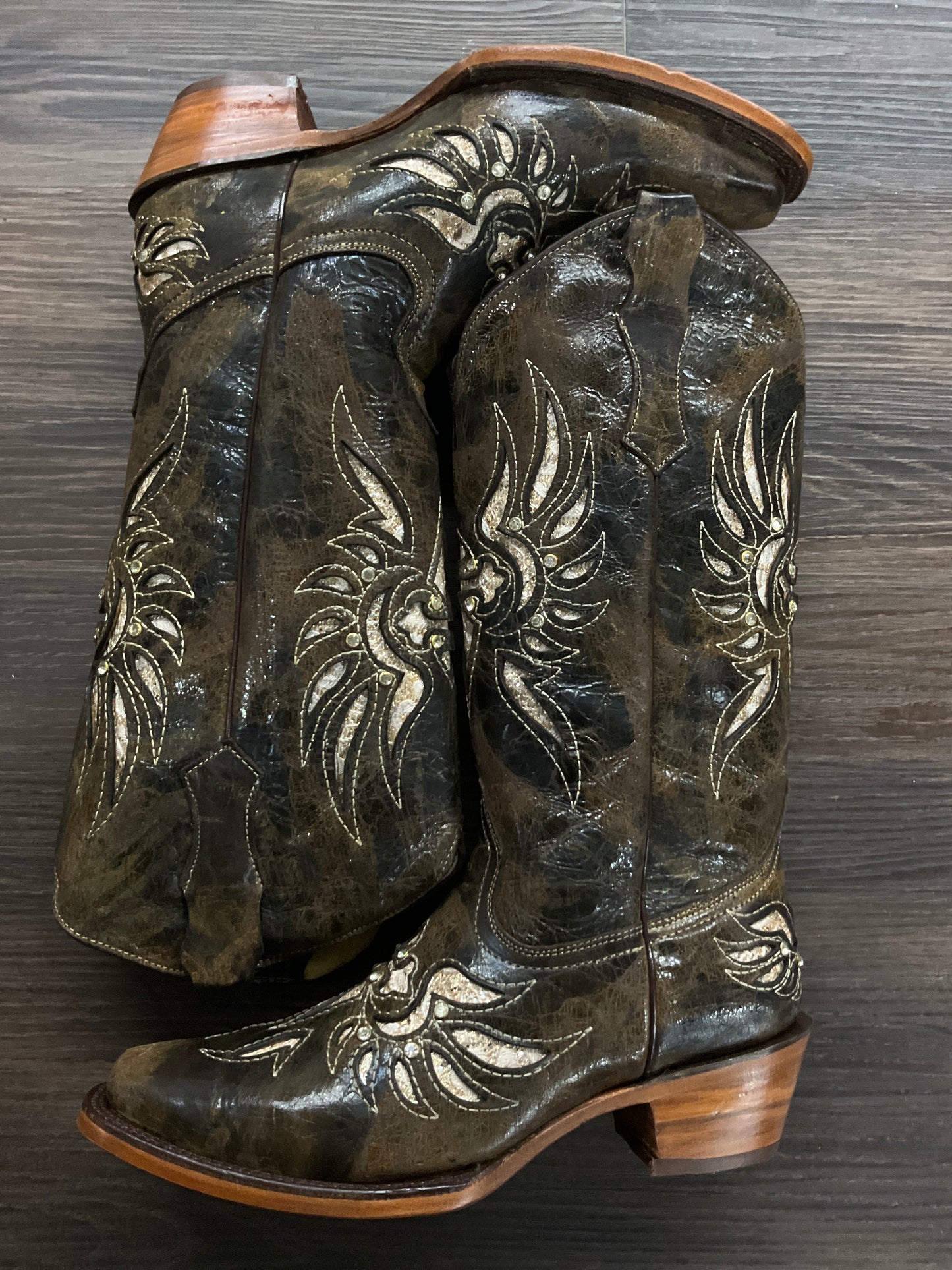 OkCorral Cross Dark Brown Stones Lady Clearance Boot