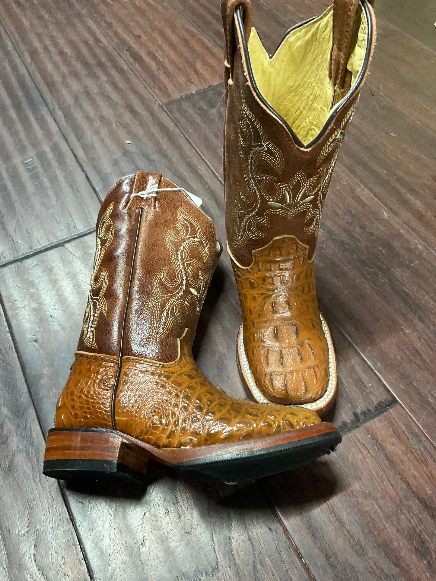 Ok corral kids boots Aligator neck print Cogñac rodeo
