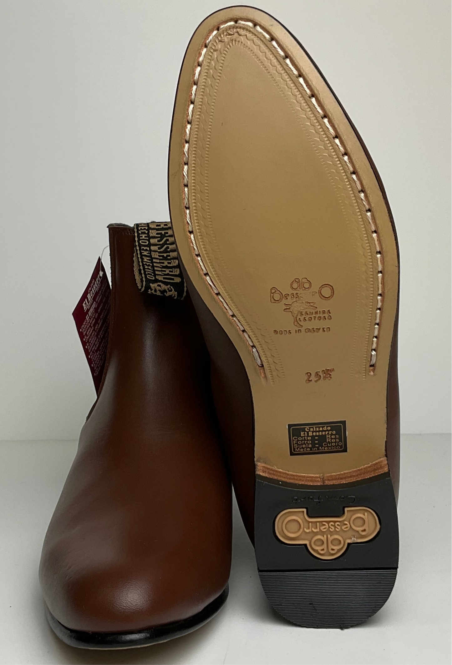 Piel cafe claro Botin charro men boot El Becerro