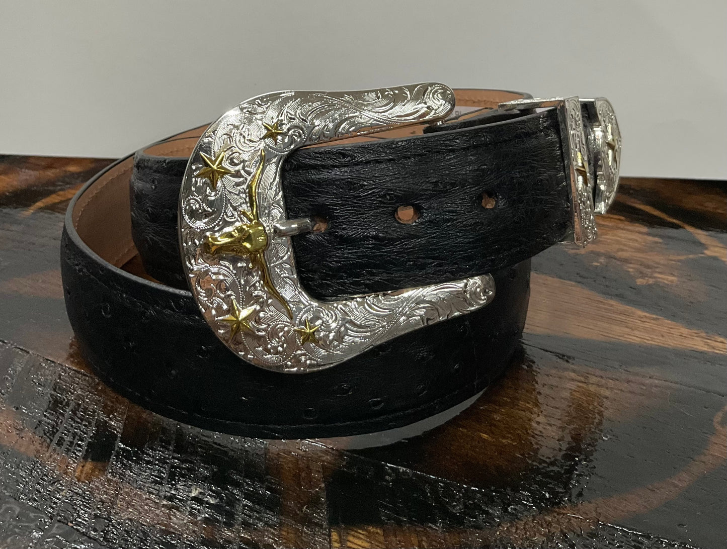 Exotic Black Ostrich Belt