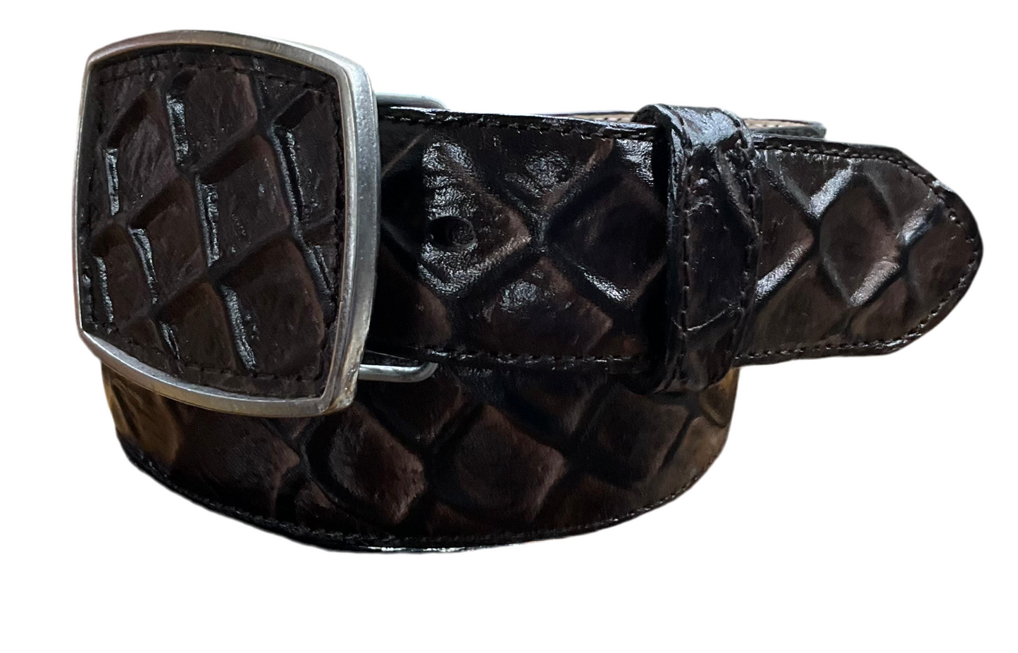 Cinto/Belt Fish Imitation Dark brown Square Buckle