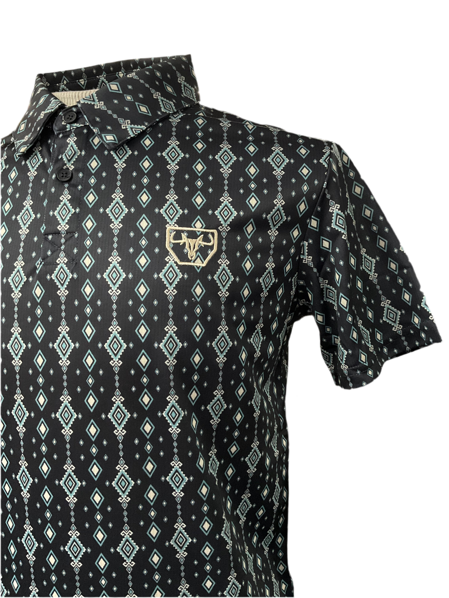 Platini Men’s polo PGP11016 black ( triángulos en color turquesa y blanco )