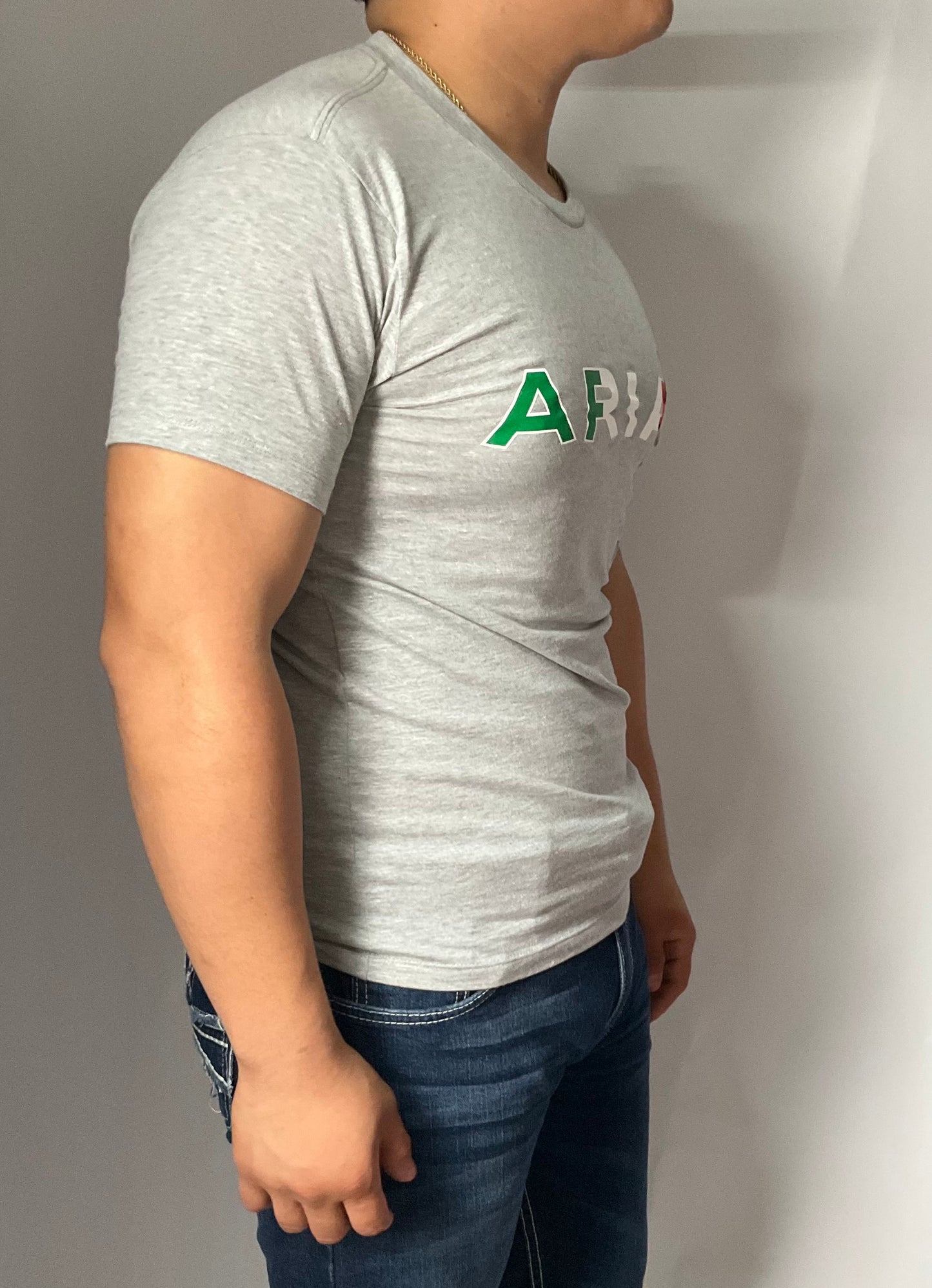 Ariat Heather Grey/Gris Viva Mex Independent SMU SS Mens Shirt (Playera Caballero) Manga Corta