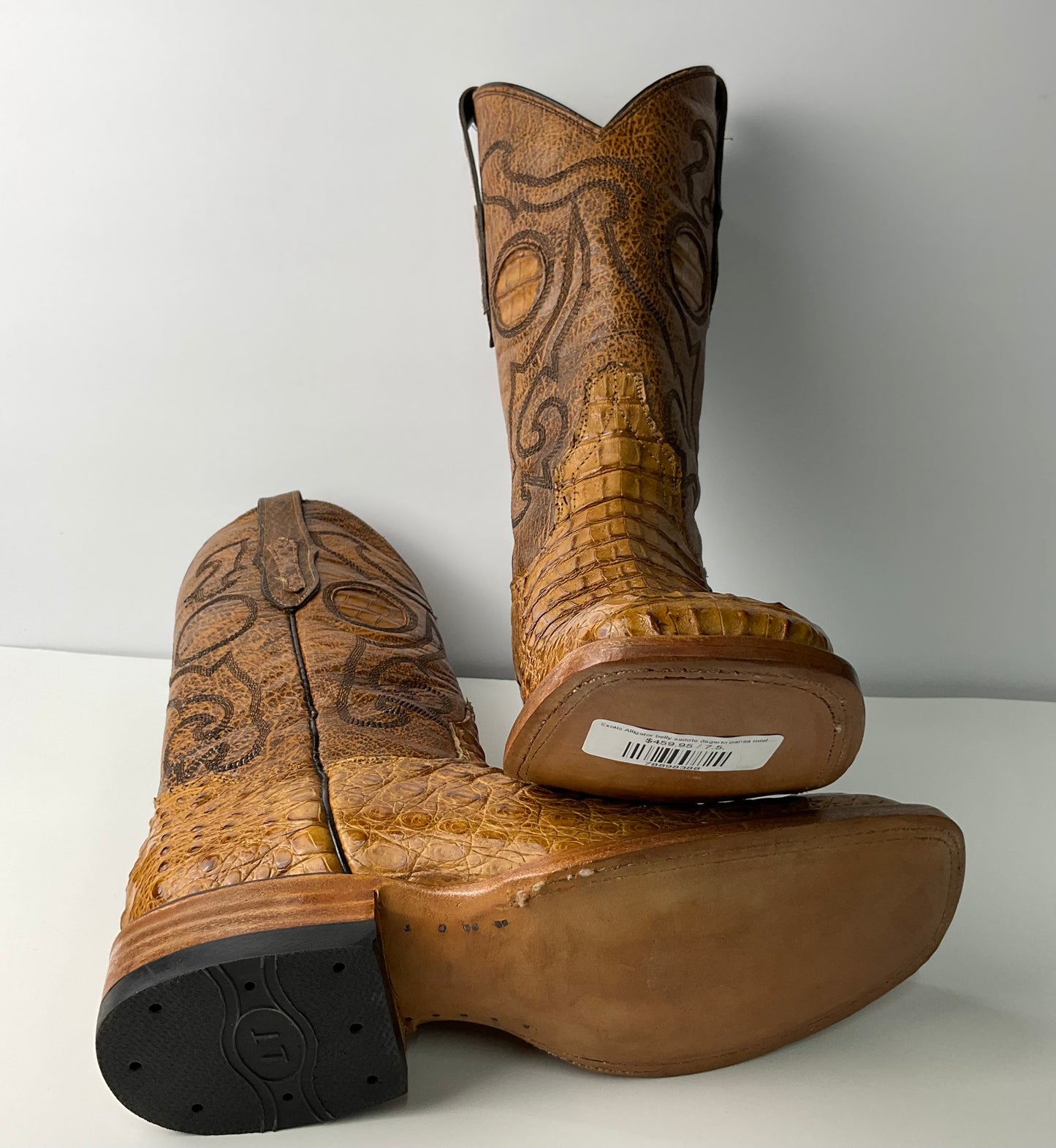 Exotic Alligator belly saddle (lagarto pansa miel ) the stage coach Exotic Men Boot pro-rodeo