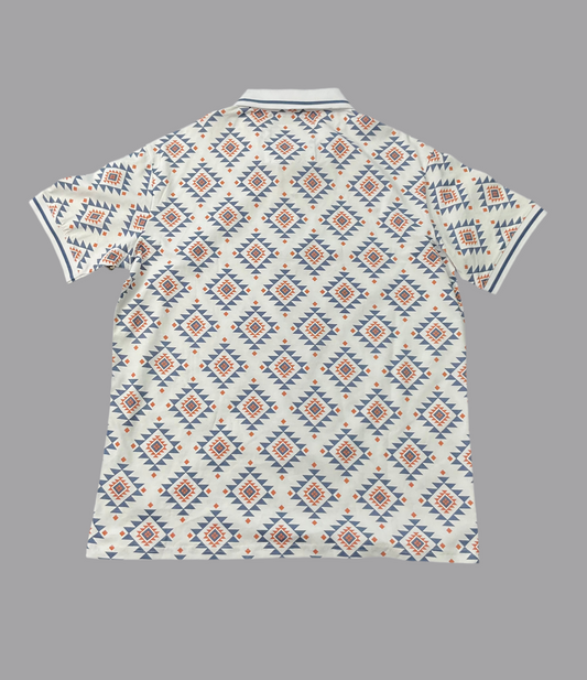 Platini White/Blanca Patrones/Patterns Short Sleeve Manga Corta Mens Shirt (Playera Caballero)