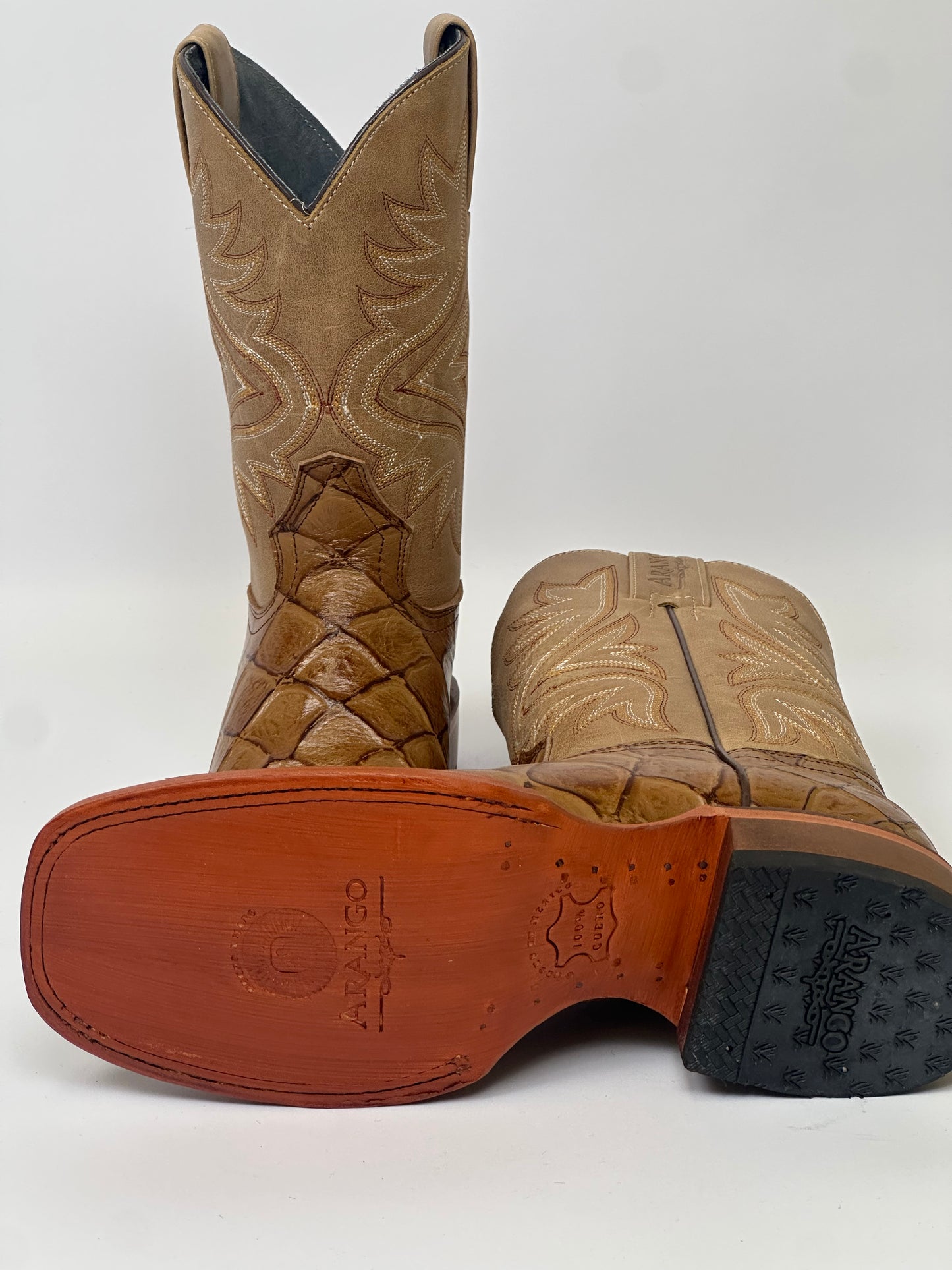 Arango Pirarucu Print Saddle Men’s Pro-Rodeo Western Boots