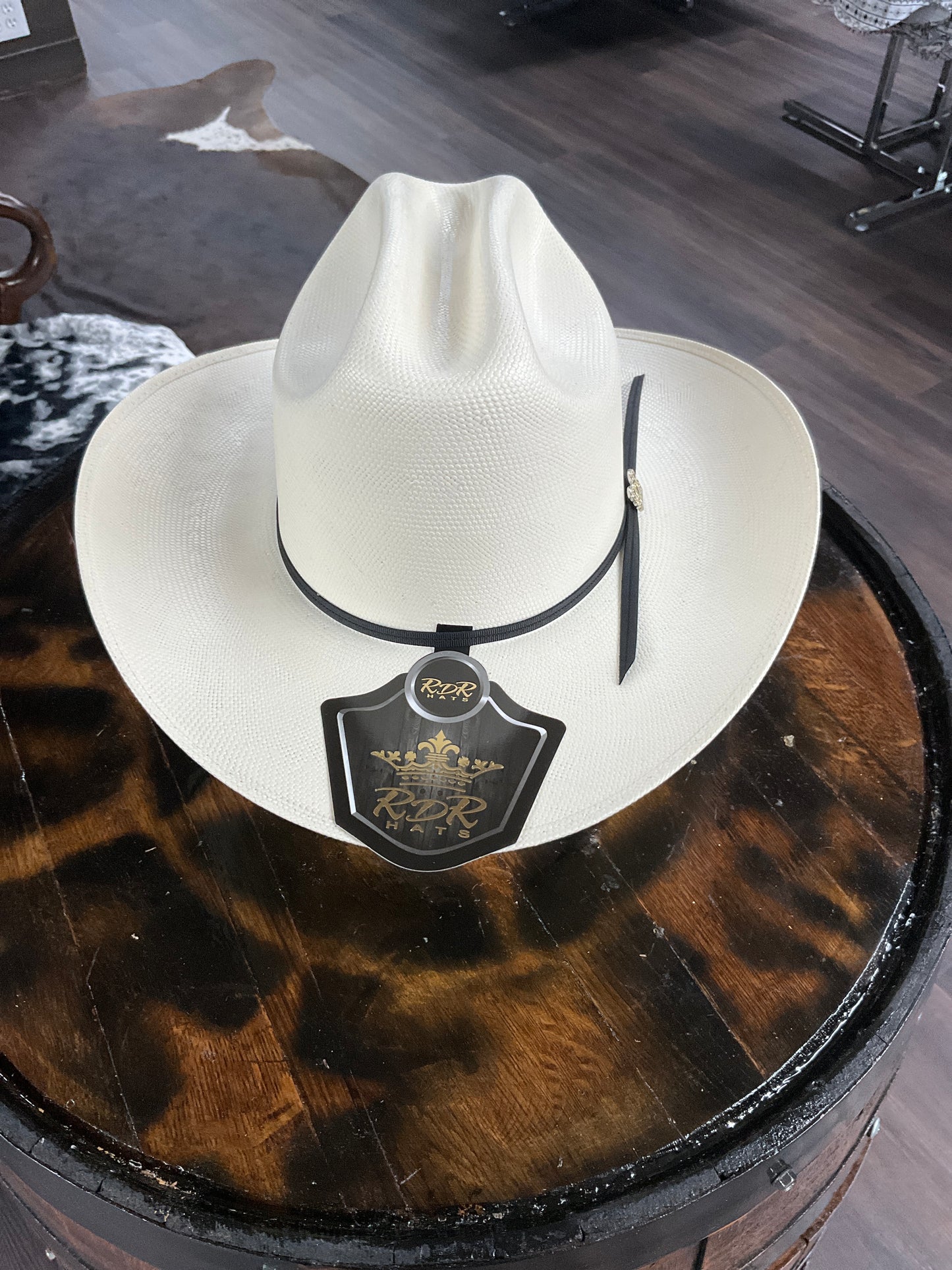 RDR HAT 50X S74 Brim 3 1/2”genuine shantung Panama natural ( sombrero 50x Ala 3 1/2”toquilla Liston Negra )