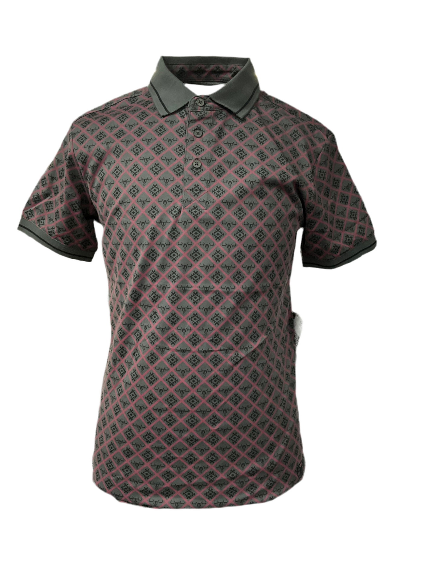 Platini Men’s polo AZP10996 grey/fuchsia ( diseños de cabeza de toro )