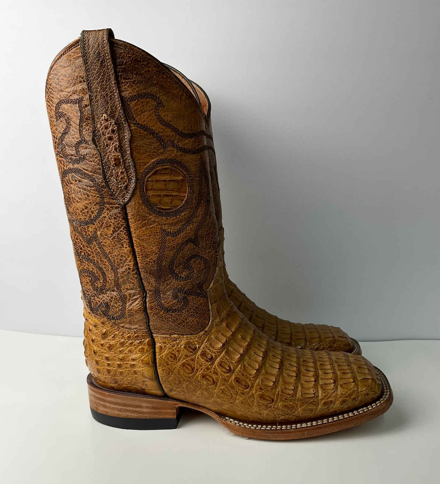 Exotic Alligator belly saddle (lagarto pansa miel ) the stage coach Exotic Men Boot pro-rodeo