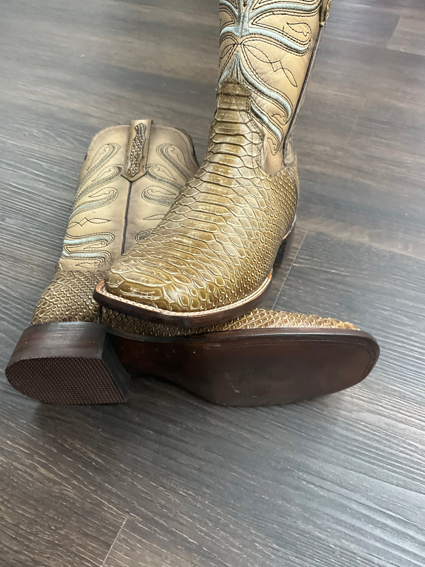 Texas town men boots python print pro-rodeo