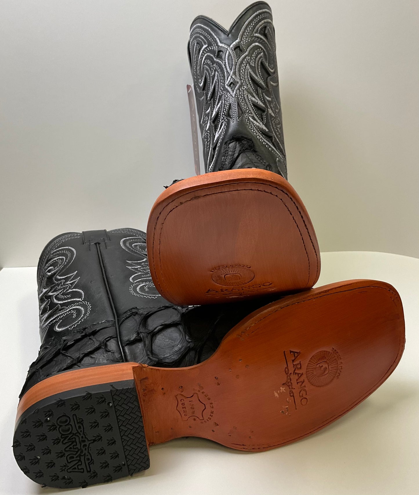 Arango Pirarucu Black Exotic Men’s Pro-Rodeo Boots