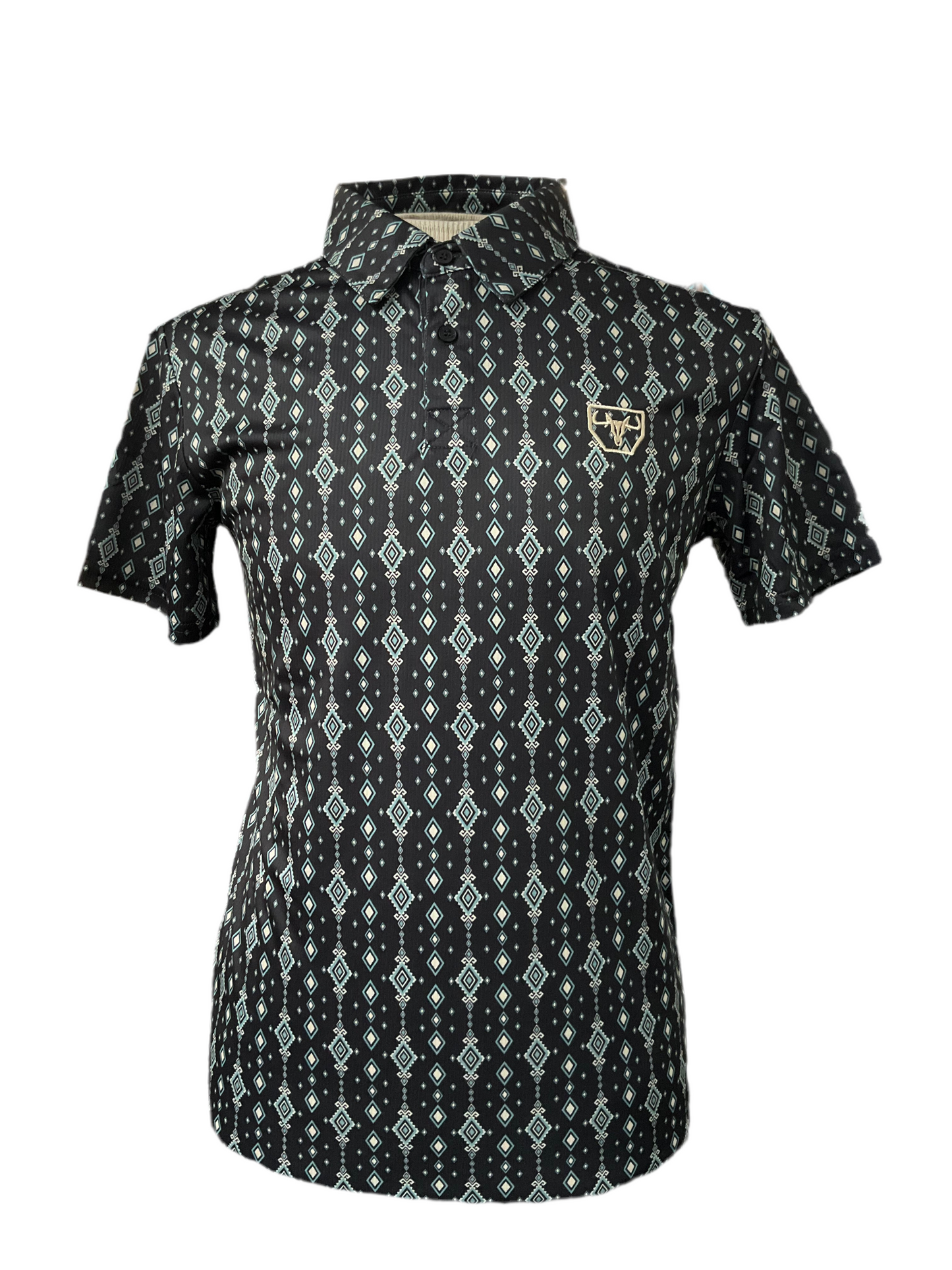 Platini Men’s polo PGP11016 black ( triángulos en color turquesa y blanco )