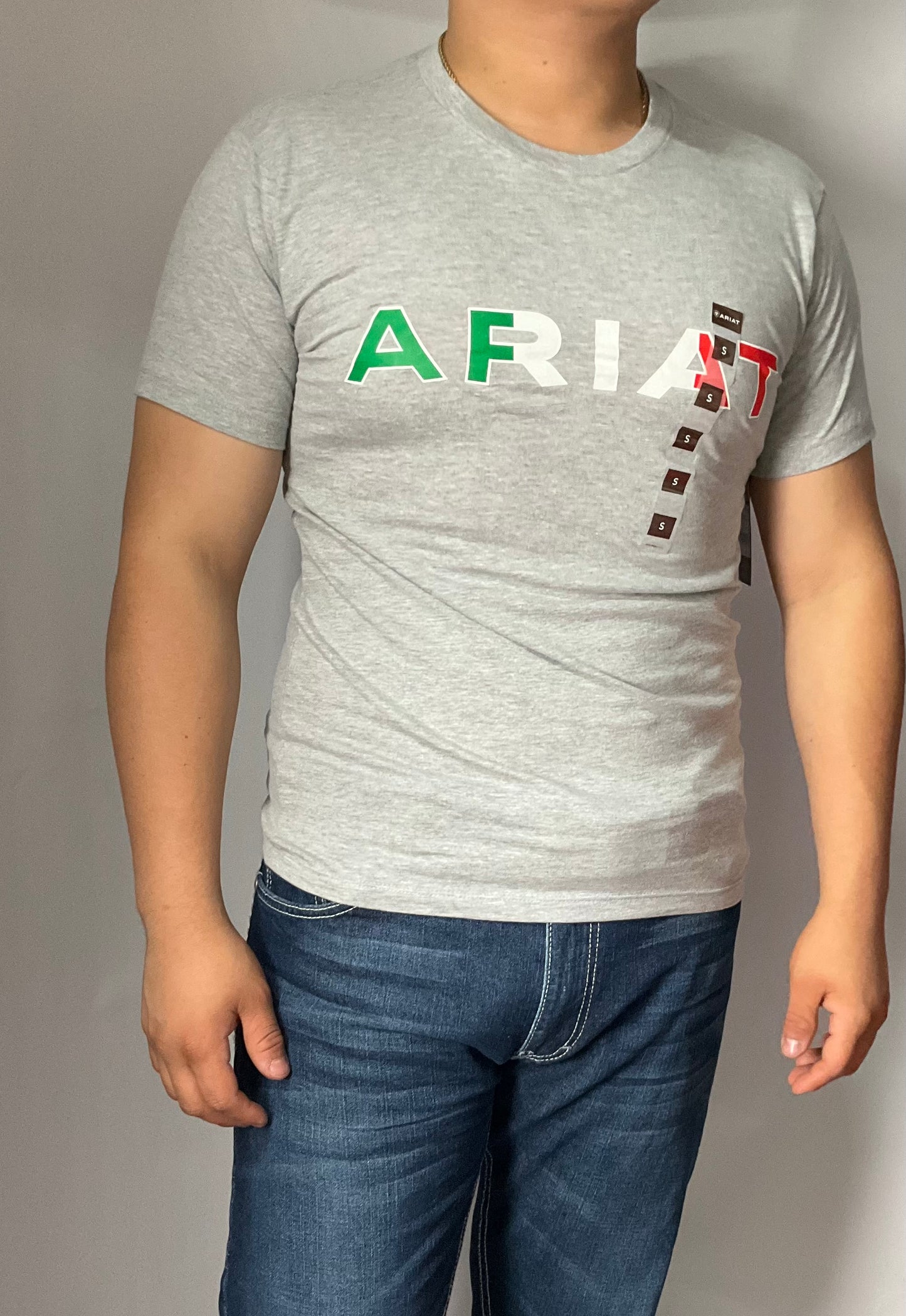 Ariat Heather Grey/Gris Viva Mex Independent SMU SS Mens Shirt (Playera Caballero) Manga Corta