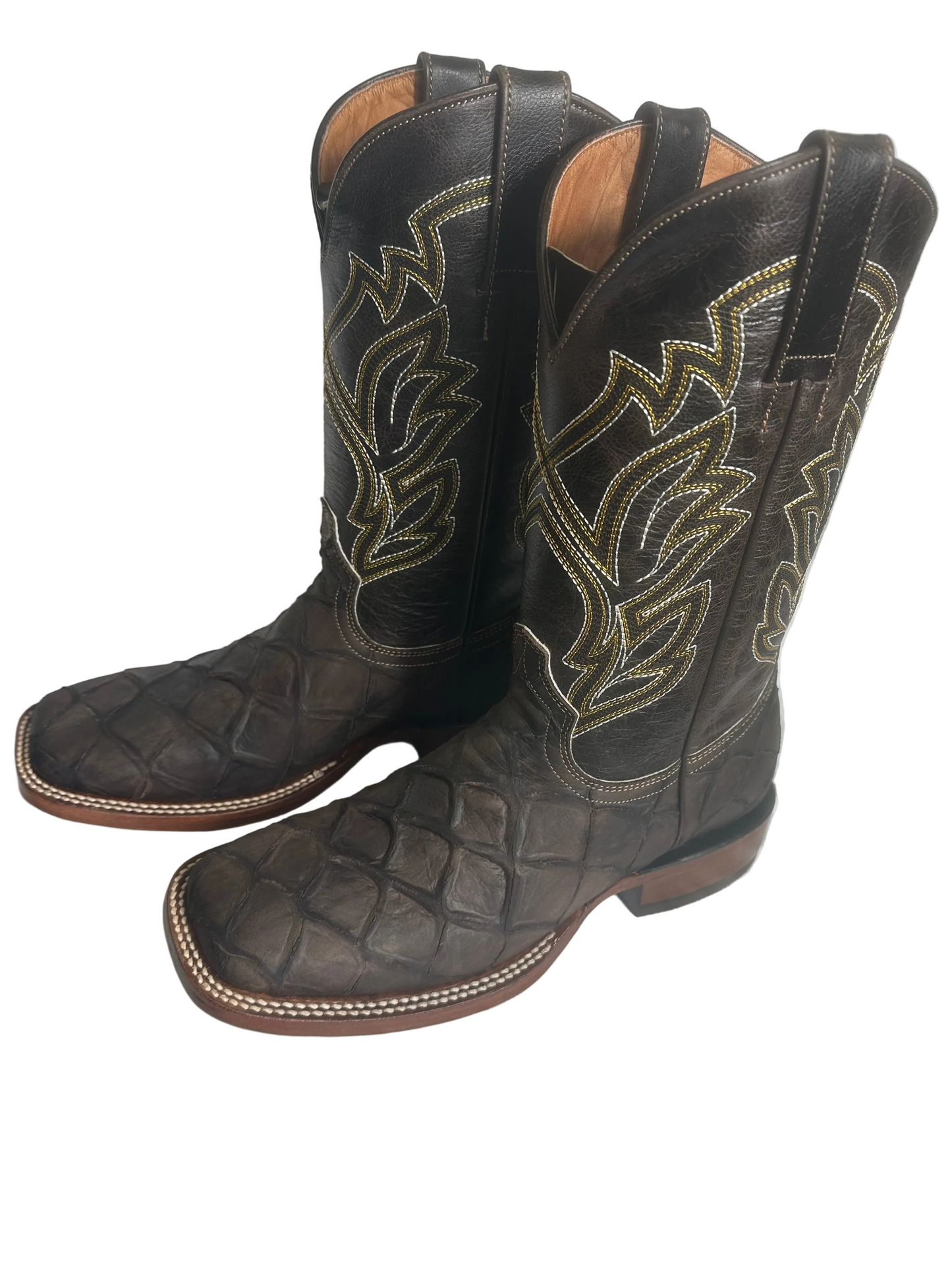American Brand Pirarucu Boots 070 PPAL C – Café Picasso Square Toe Leather Sole