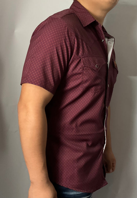 Platini Performance Burgundy/Vino Stretch Bull/Toros Short Sleeve Manga Corta Mens Shirt (Camisa Caballero