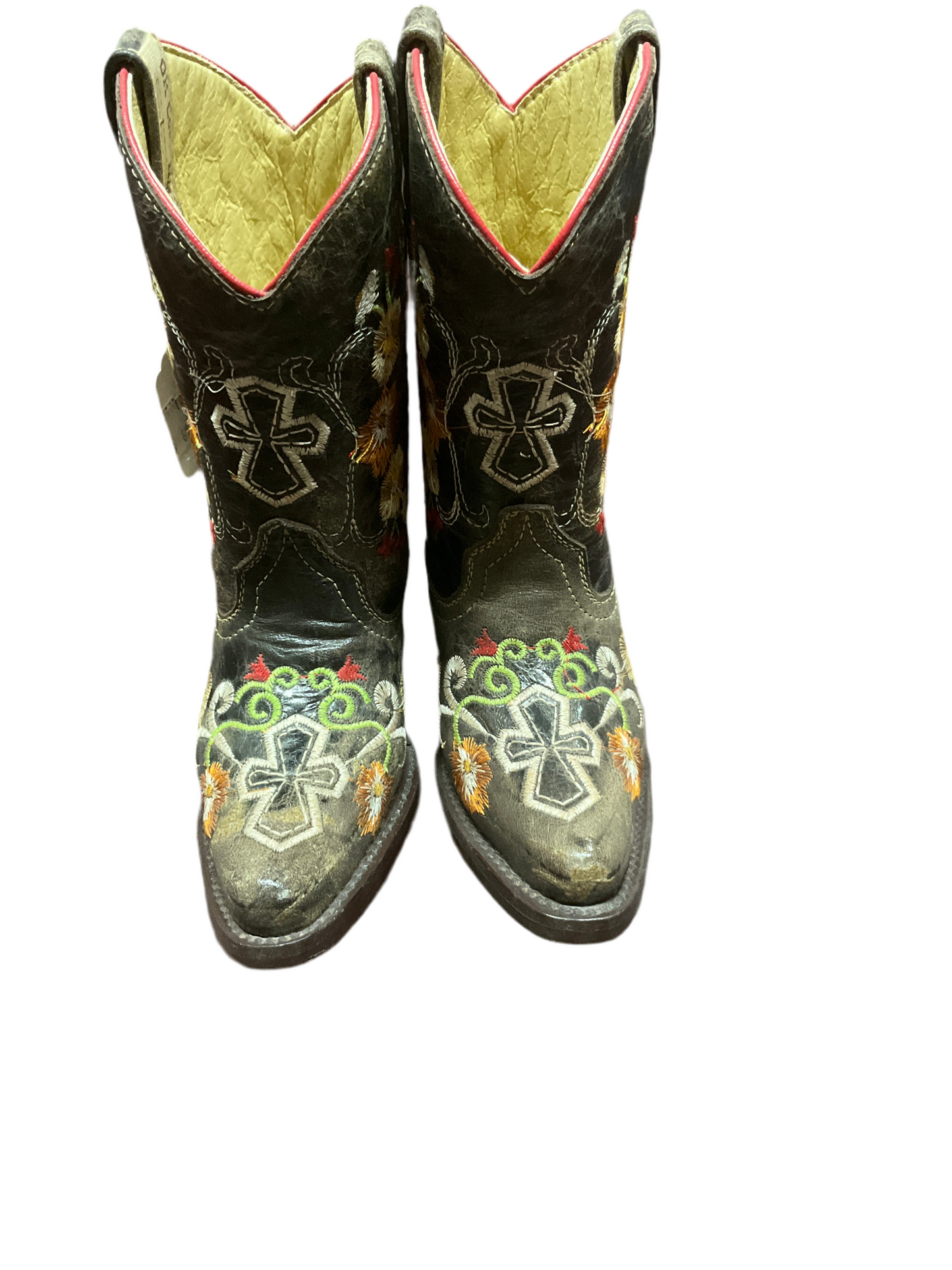 Ok corral Kids (Girls) Boots Clearance Final Sale/Last pair cross Floral pointed- toe boots