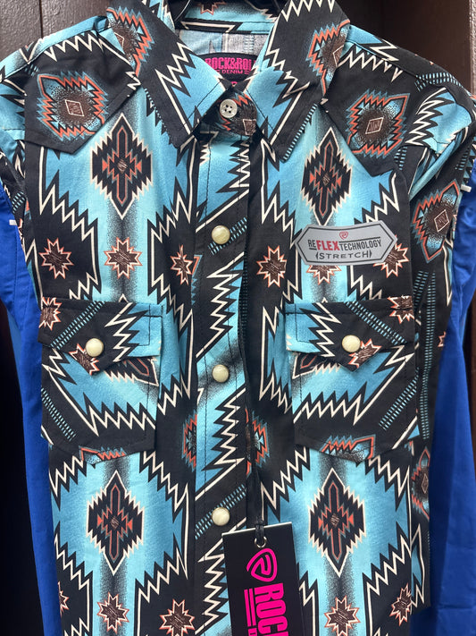 Rock&Roll Denim Blue/Azul Flex Kids/Niño Long Sleeve Shirt (Camisa Manga Larga)