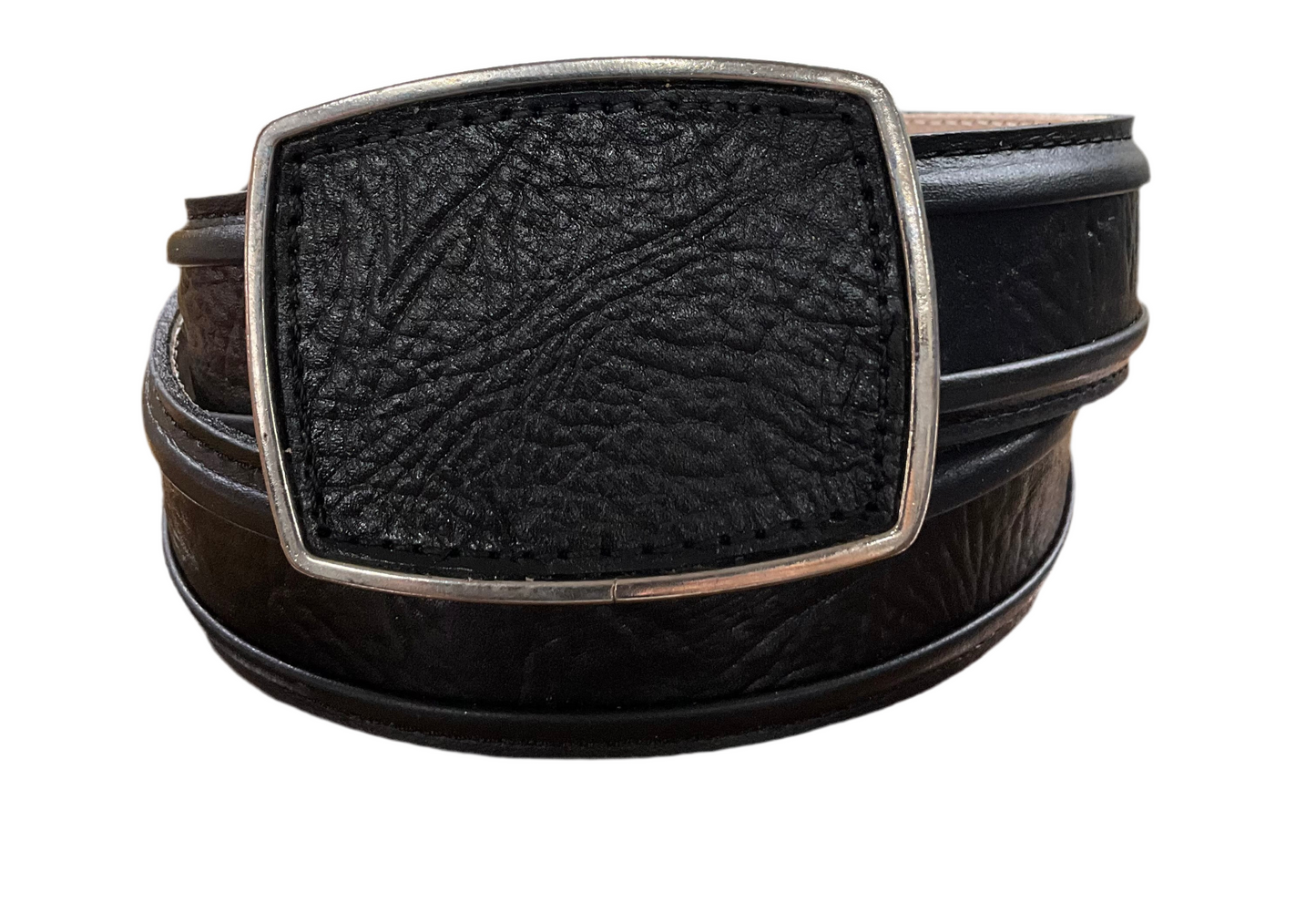 Men belt leather black square buckle ( Cinto de hombre negro liso hebilla cuadrada )