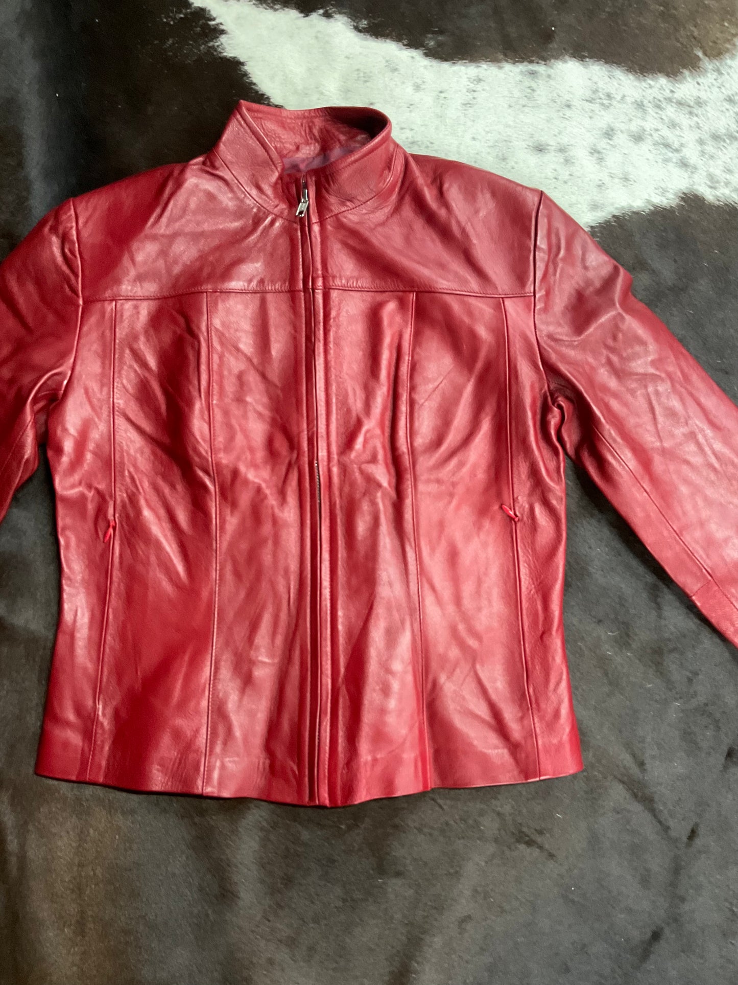 Lazo Women leather jacket Red