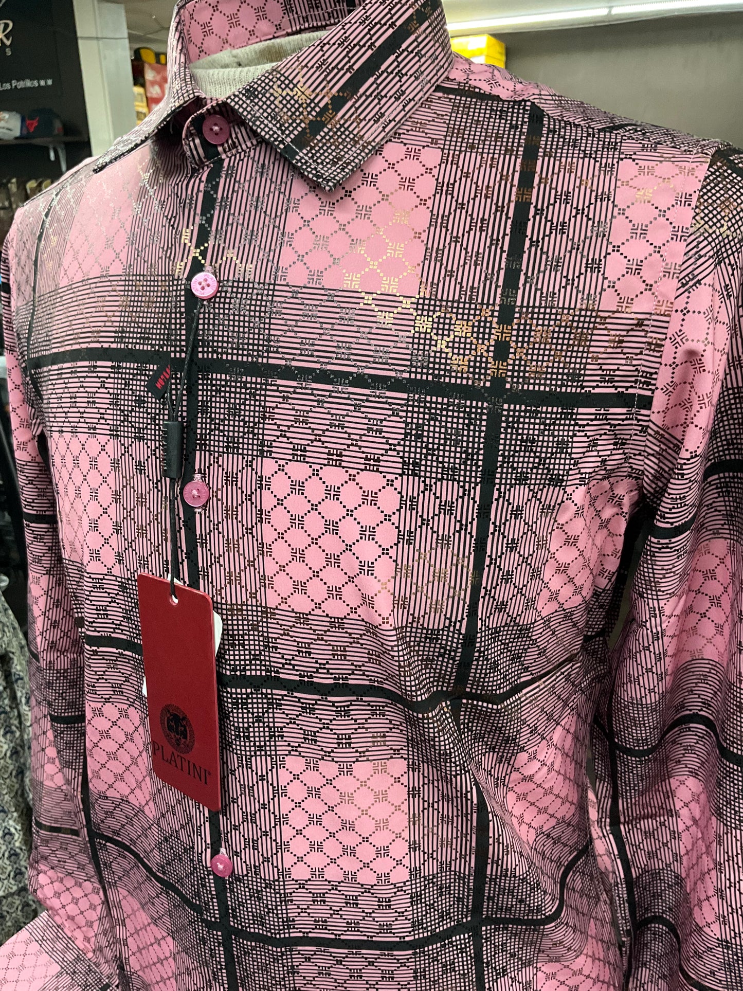 Platini Men Shirt FPL11248 Pink/black