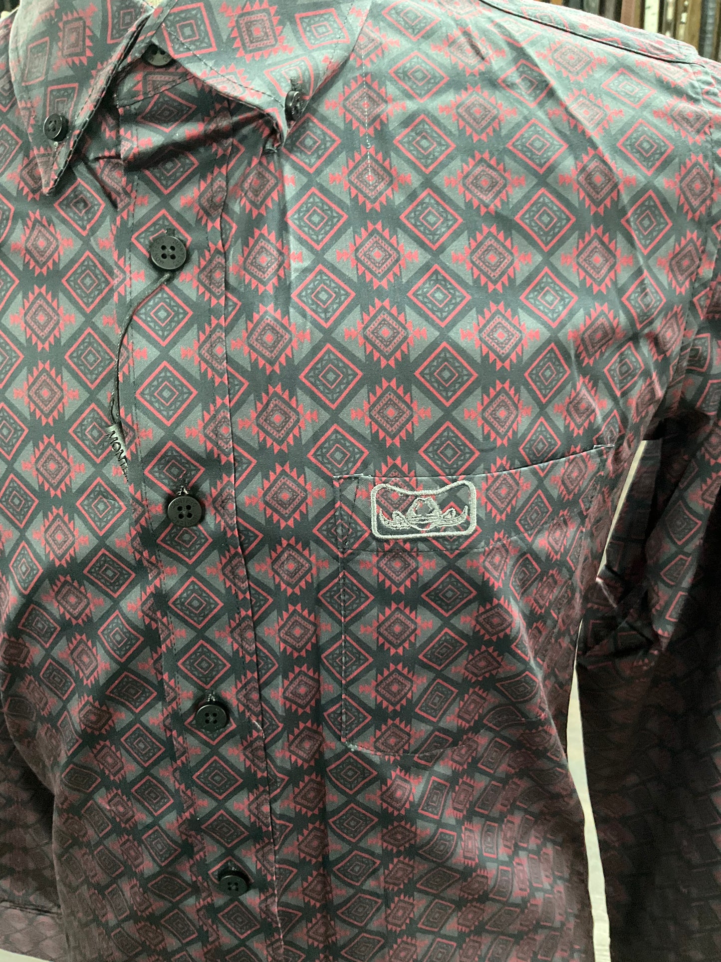 Montero Men’s Shirt MT4061 Black/burgundy Long Sleeve