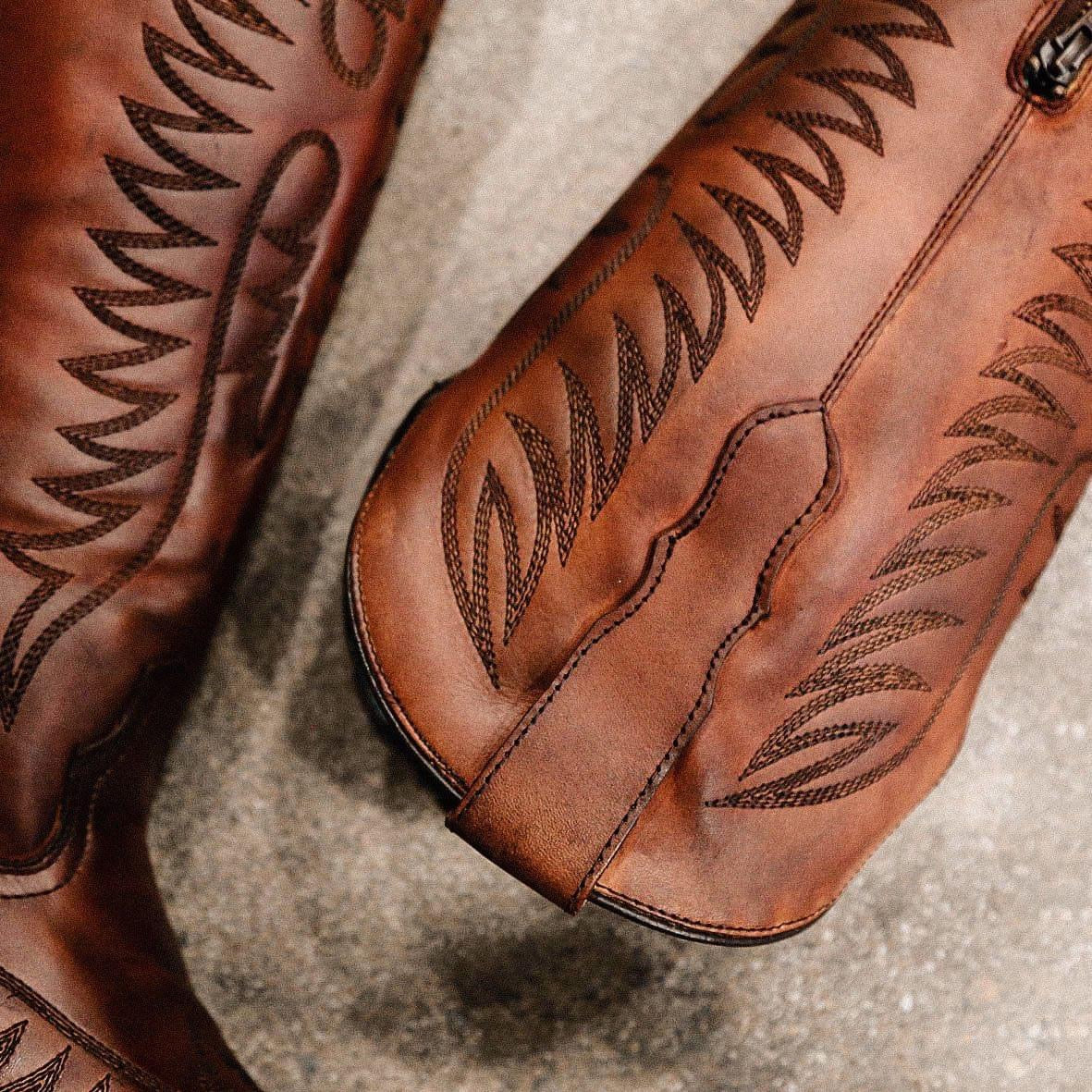 Women’s Cognac Embroidery Tall Top Boot
