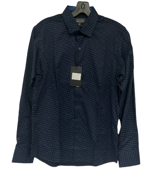 Lamasini Jeans Navy/Azul Marino Long Sleeve/Manga Larga Mens Shirt (Camisa Caballero)