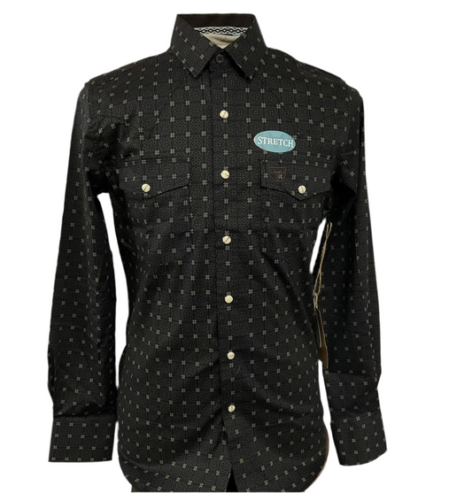 Platini Black/Negra Stretch Long Sleeve/Manga Larga Mens Shirt (Camisa Caballero)