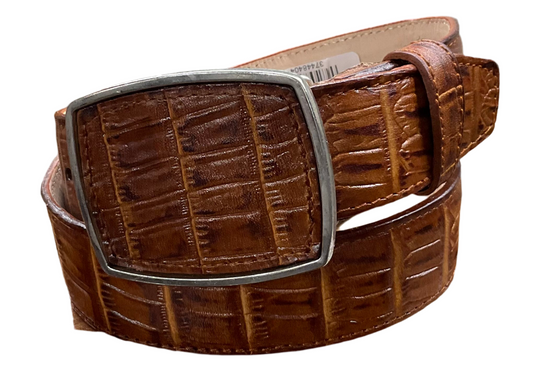 Mens Belt Crocodile Imitation Belly Cogñac