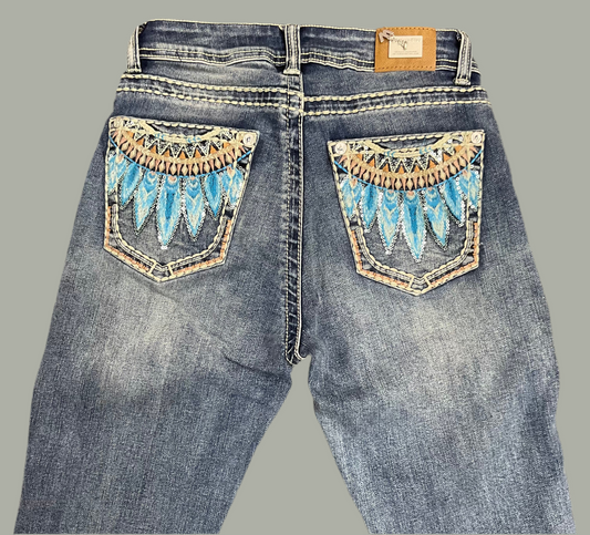 Woman/Mujer Western Blue Flare Jeans W093-PF30