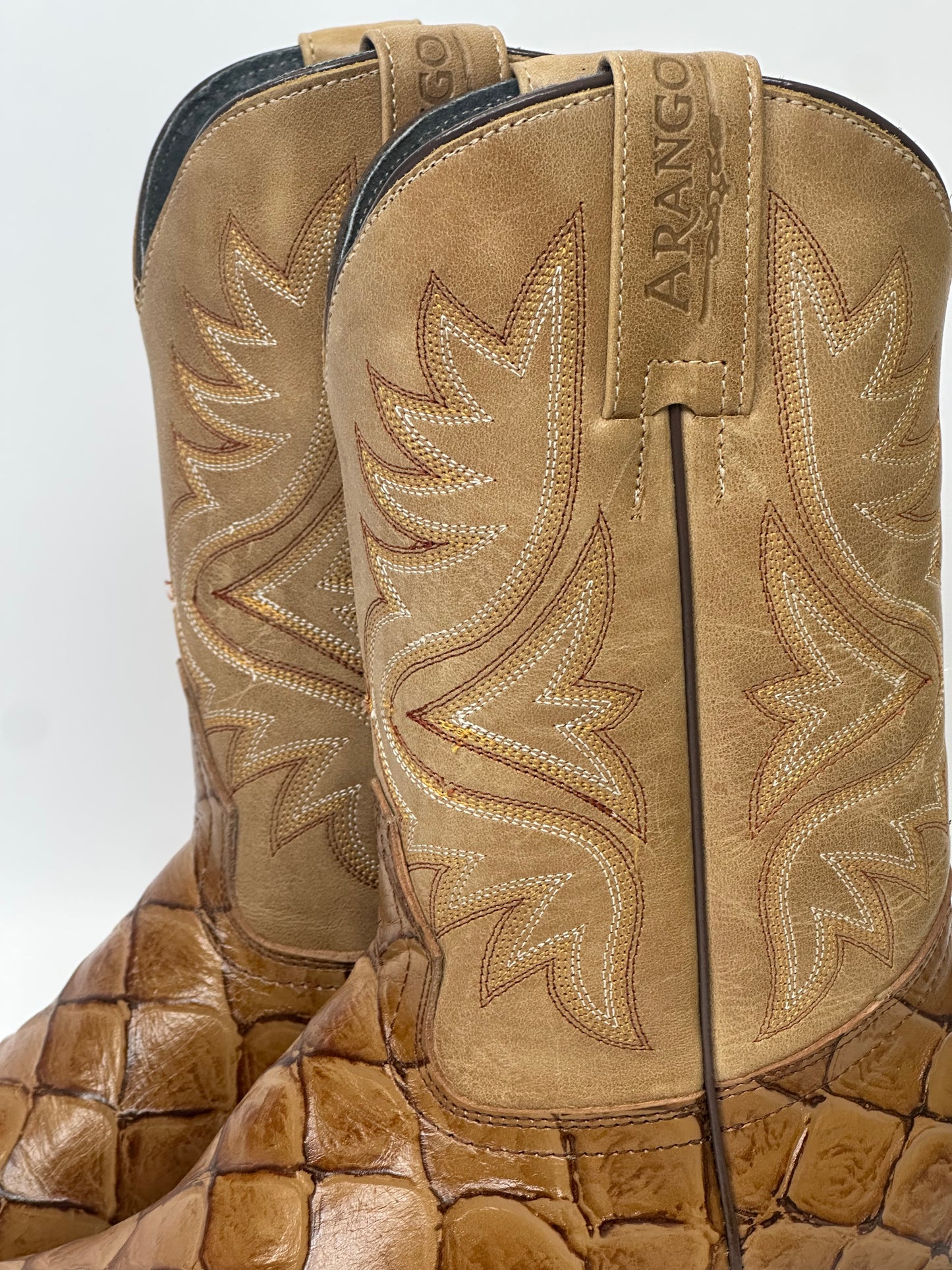 Arango Pirarucu Print Saddle Men’s Pro-Rodeo Western Boots