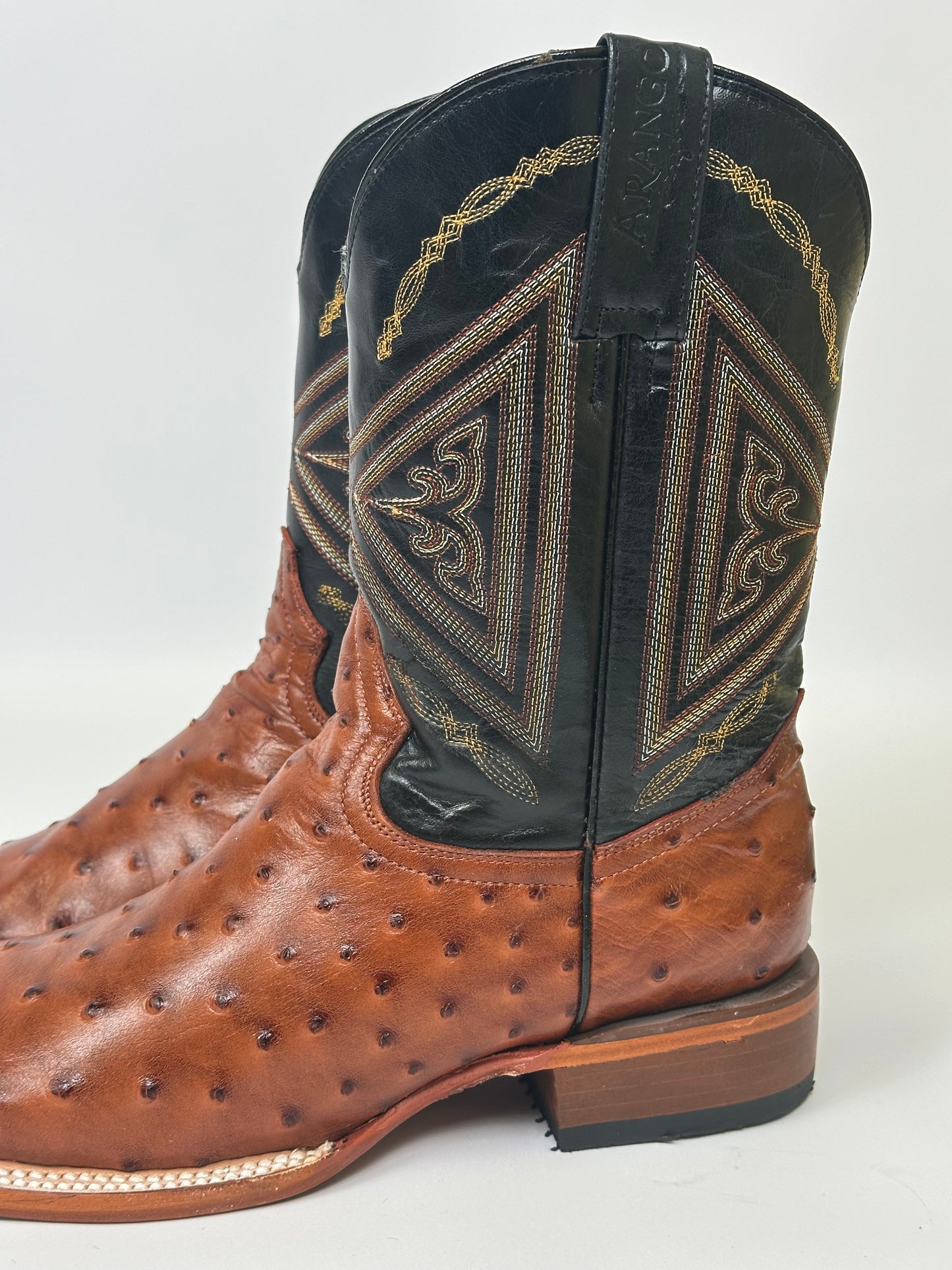 Arango Ostrich Print Cognac Men’s Pro-Rodeo Western Boots